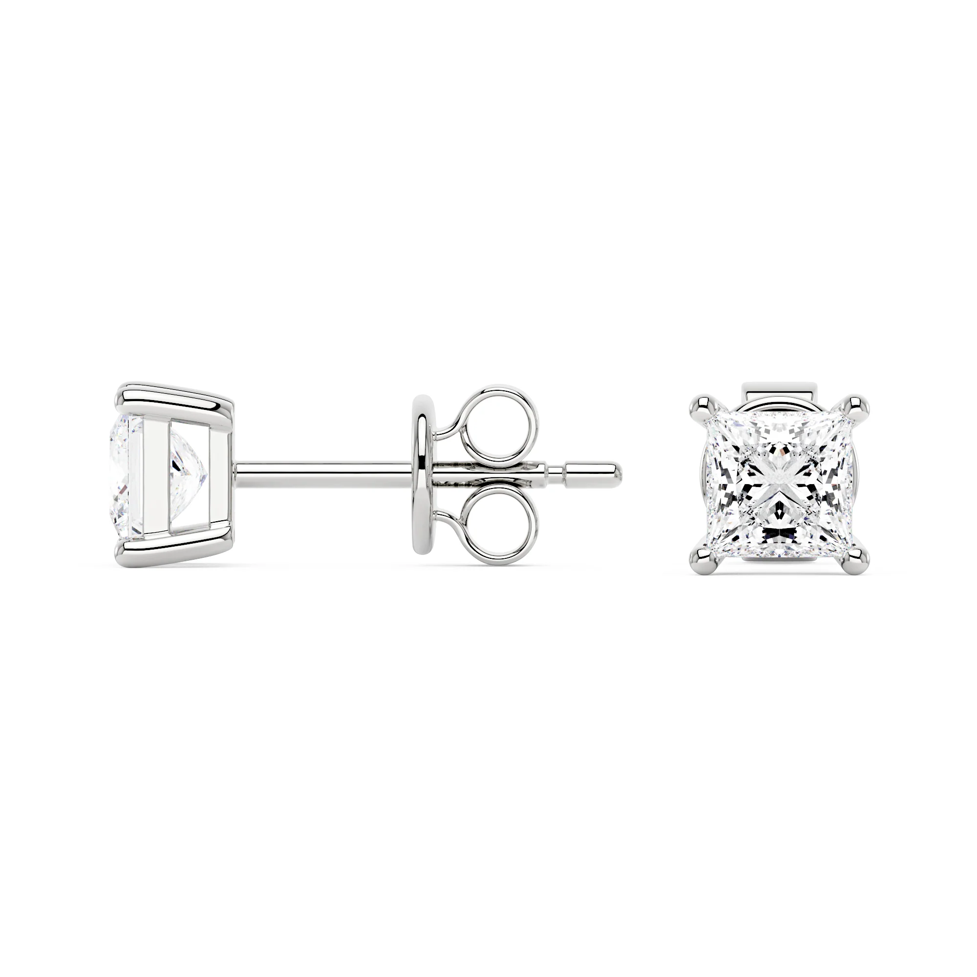 Princess Cut Moissanite Stud Earrings - Image 3