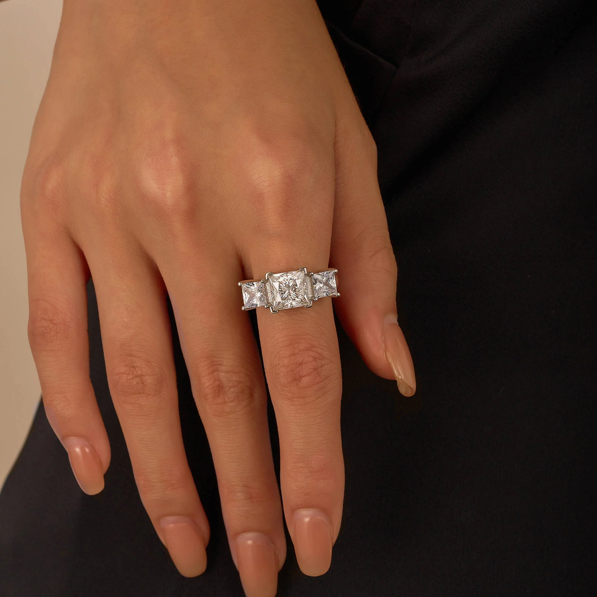 Princess Cut Moissanite Three Stone Ring - Image 13