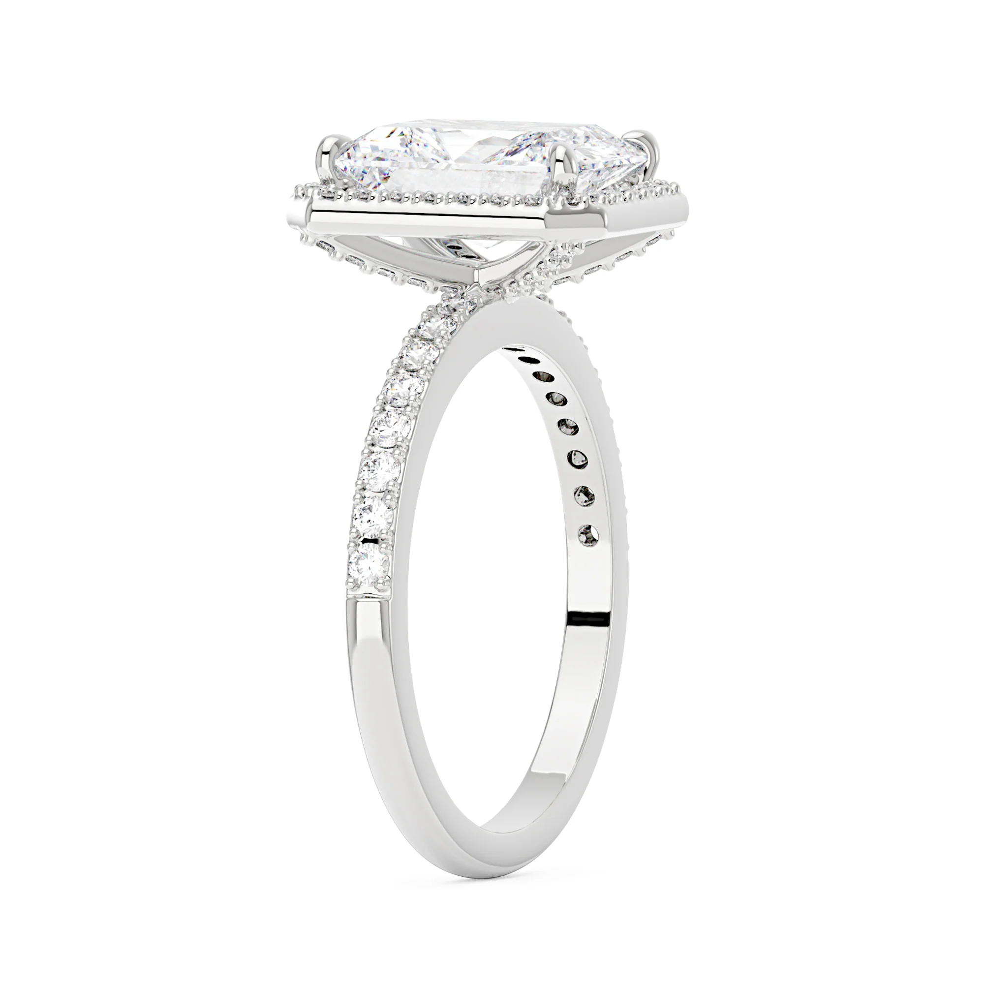 Radiant Halo Ring with Pavé Band - Image 2