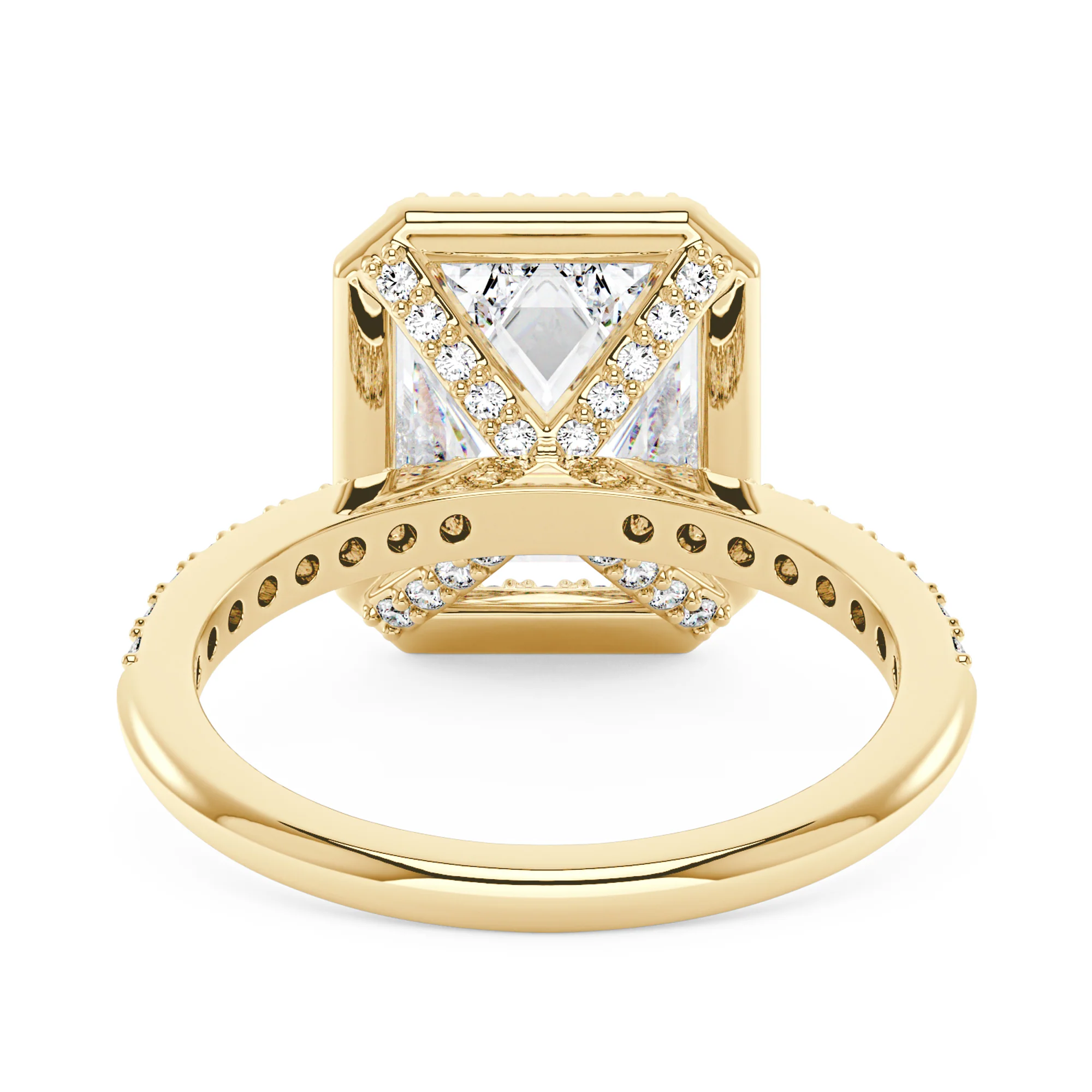 Radiant Halo Ring with Pavé Band - Image 6