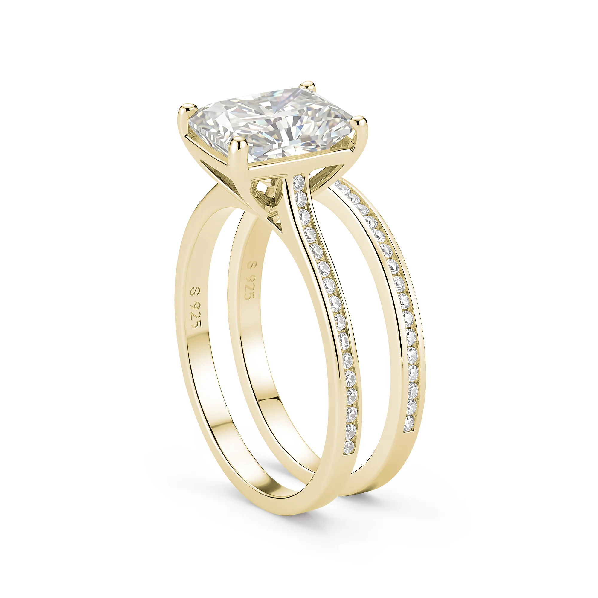 Radiant Cut Moissanite Pavé Bridal Set - Image 5