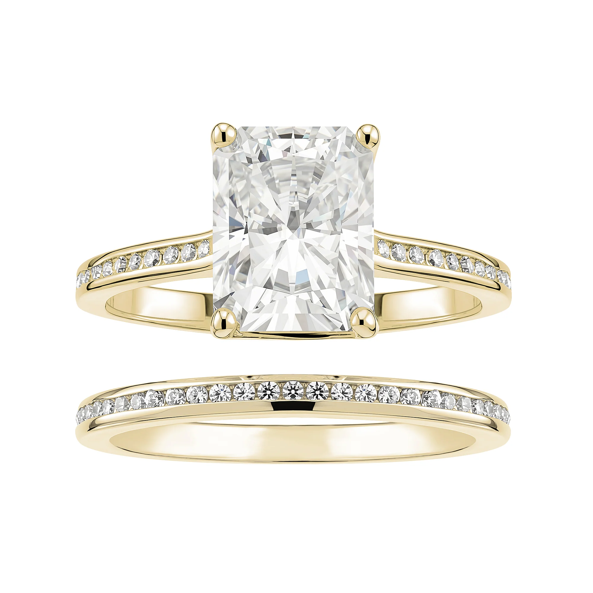 Radiant Cut Moissanite Pavé Bridal Set - Image 6