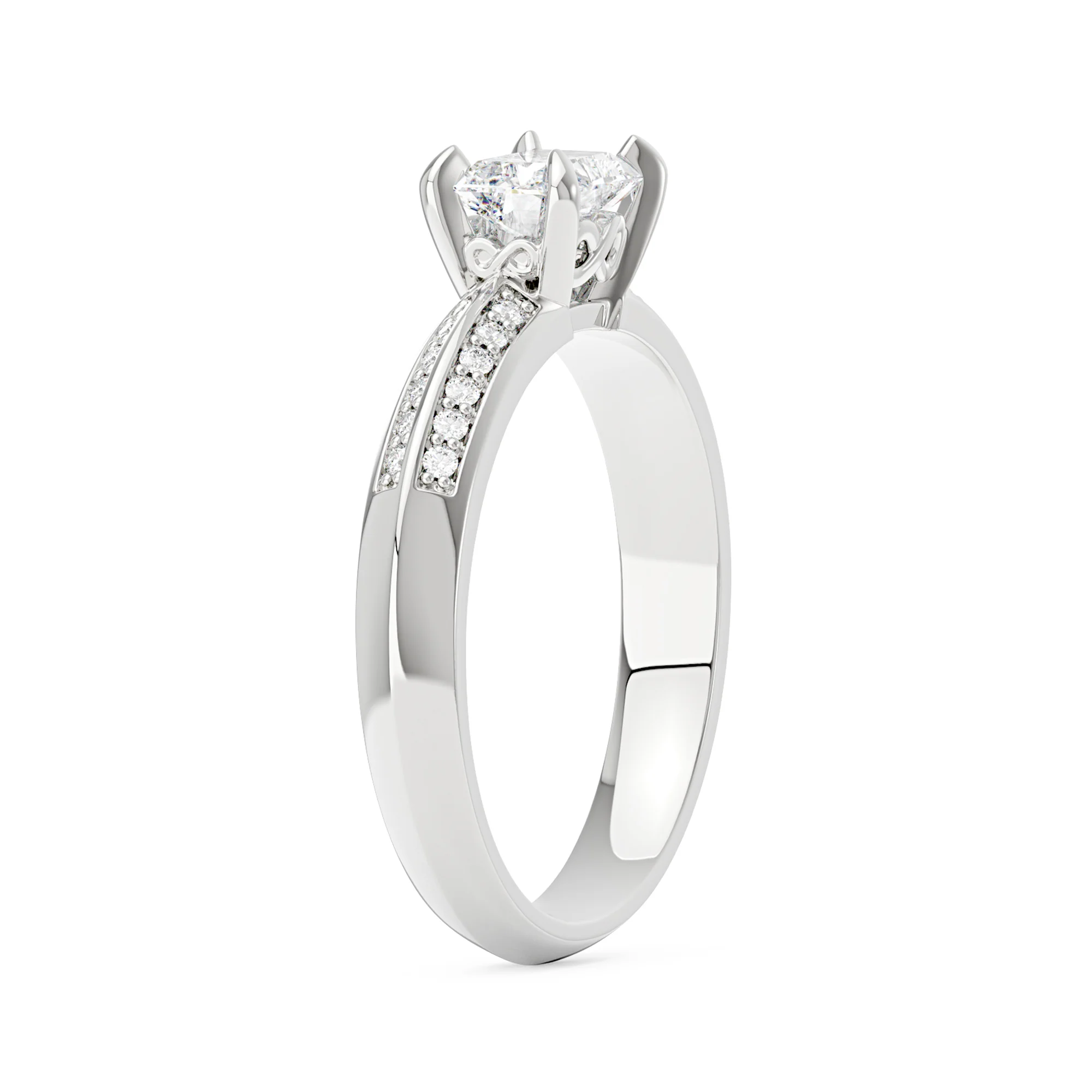 Radiant Moissanite Engagement Ring with Double Row Pave - Image 2