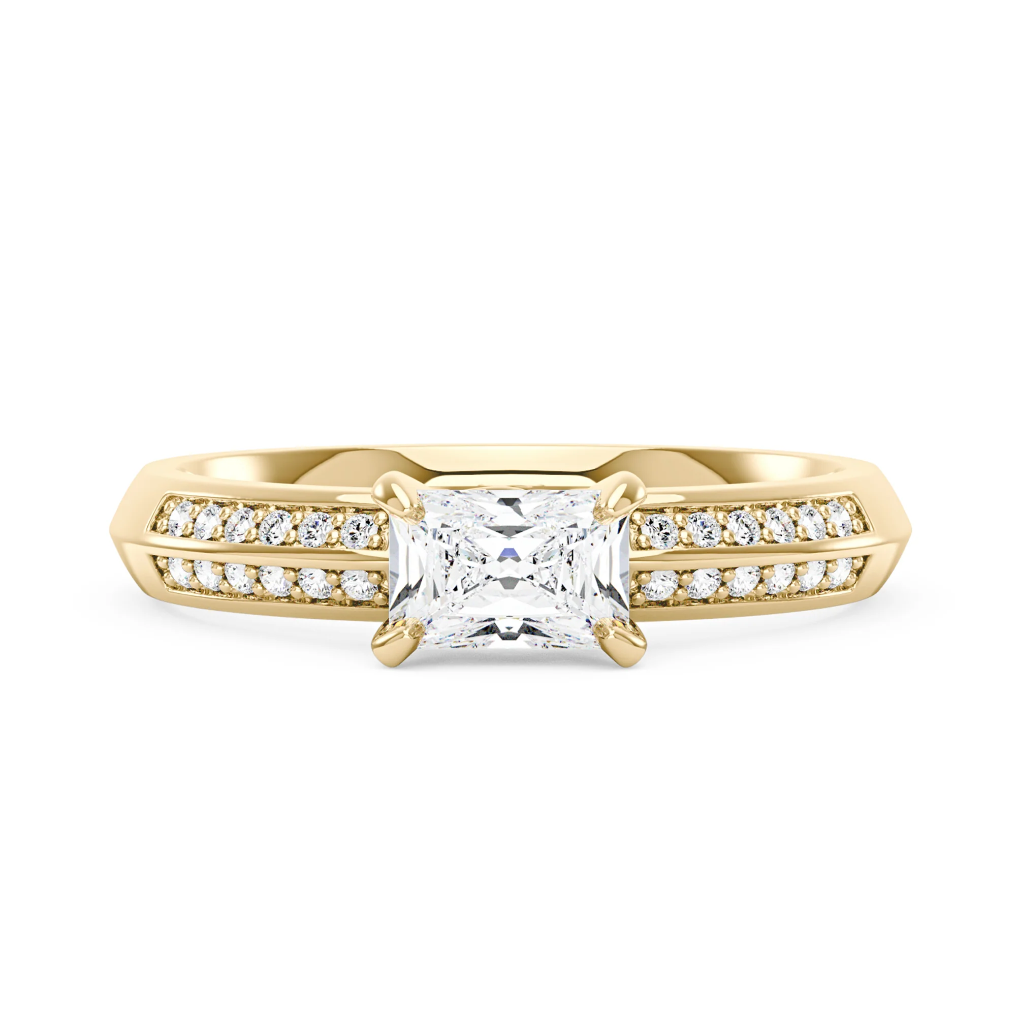 Radiant Moissanite Engagement Ring with Double Row Pave - Image 4
