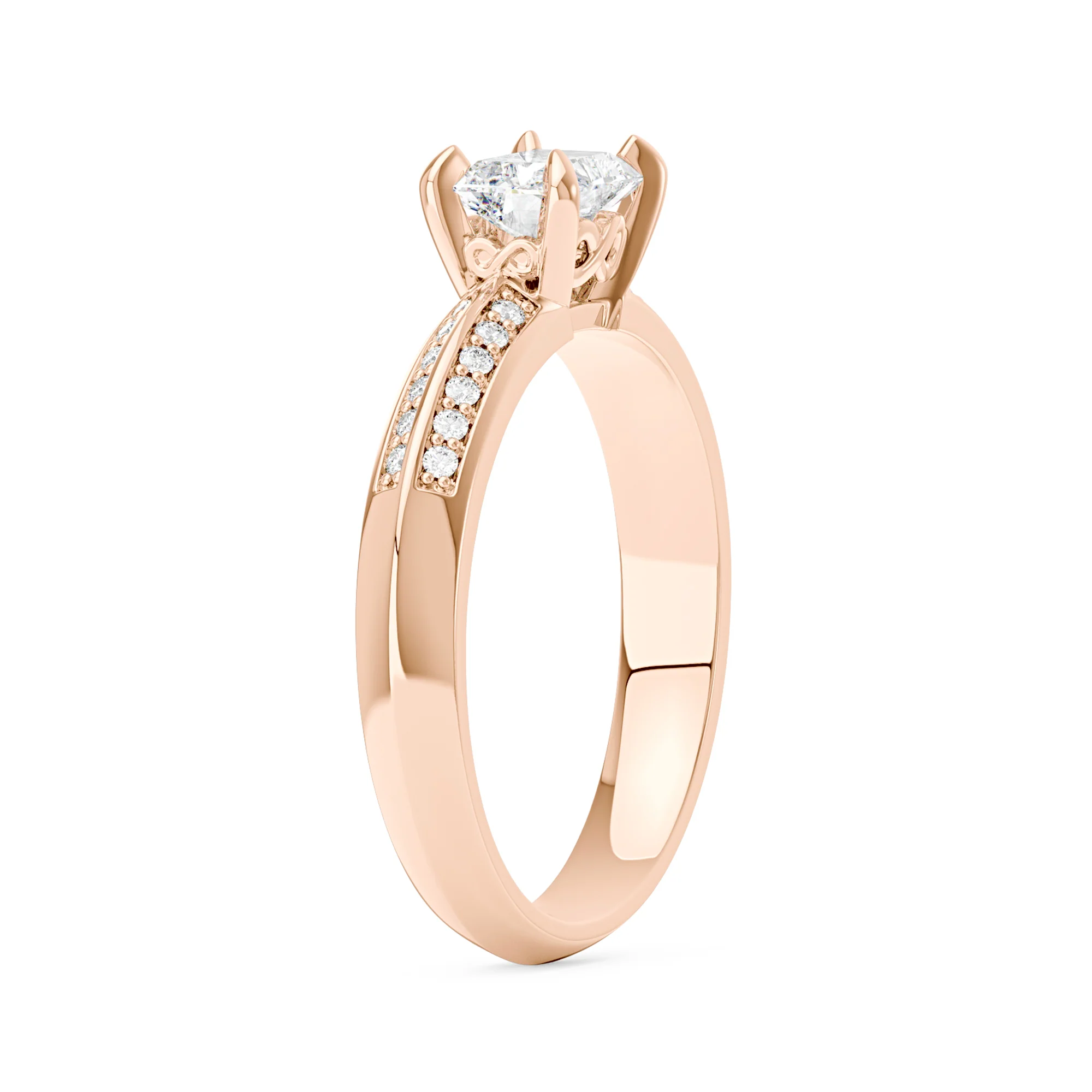 Radiant Moissanite Engagement Ring with Double Row Pave - Image 8