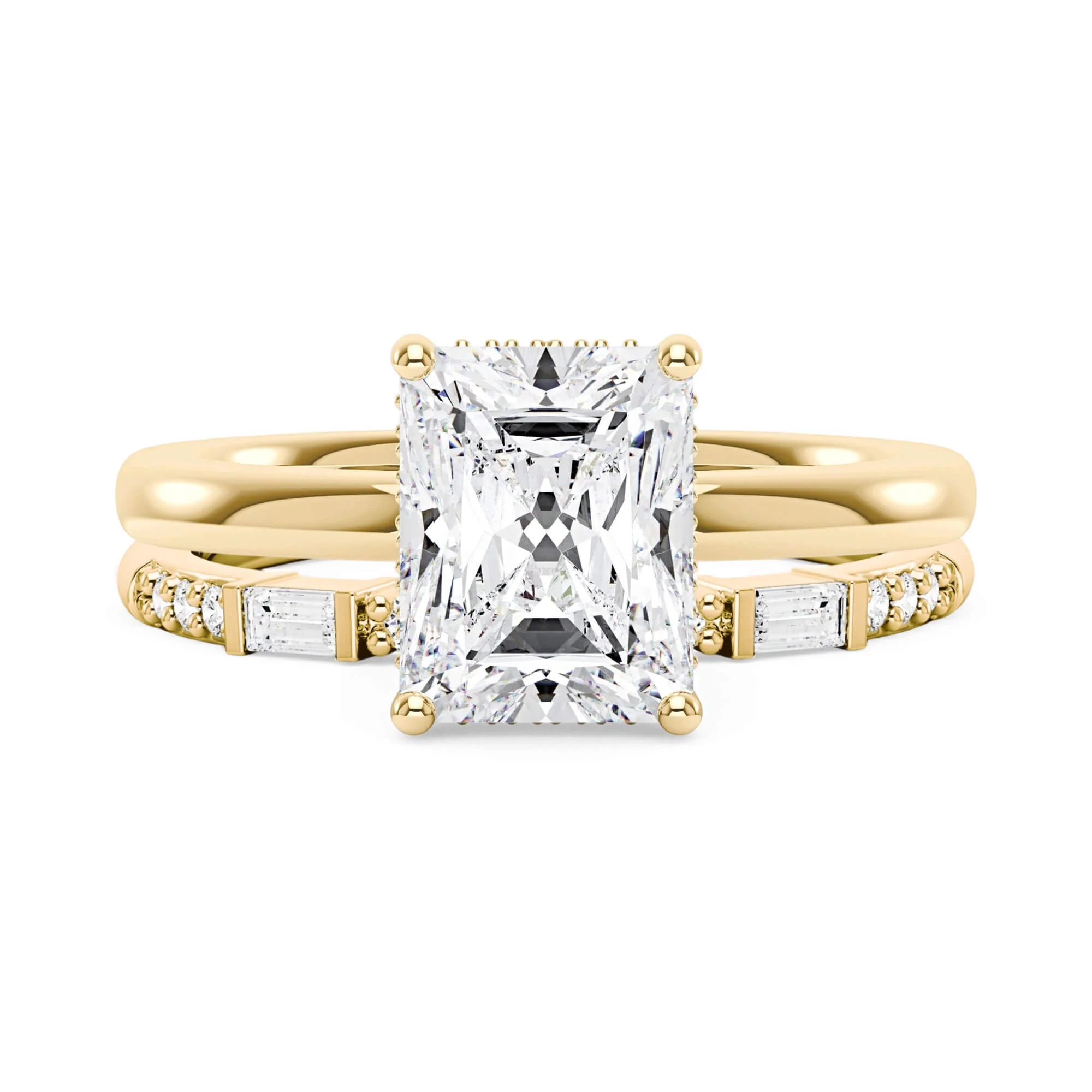 Radiant Moissanite Halo Bridal Ring Set - Image 3
