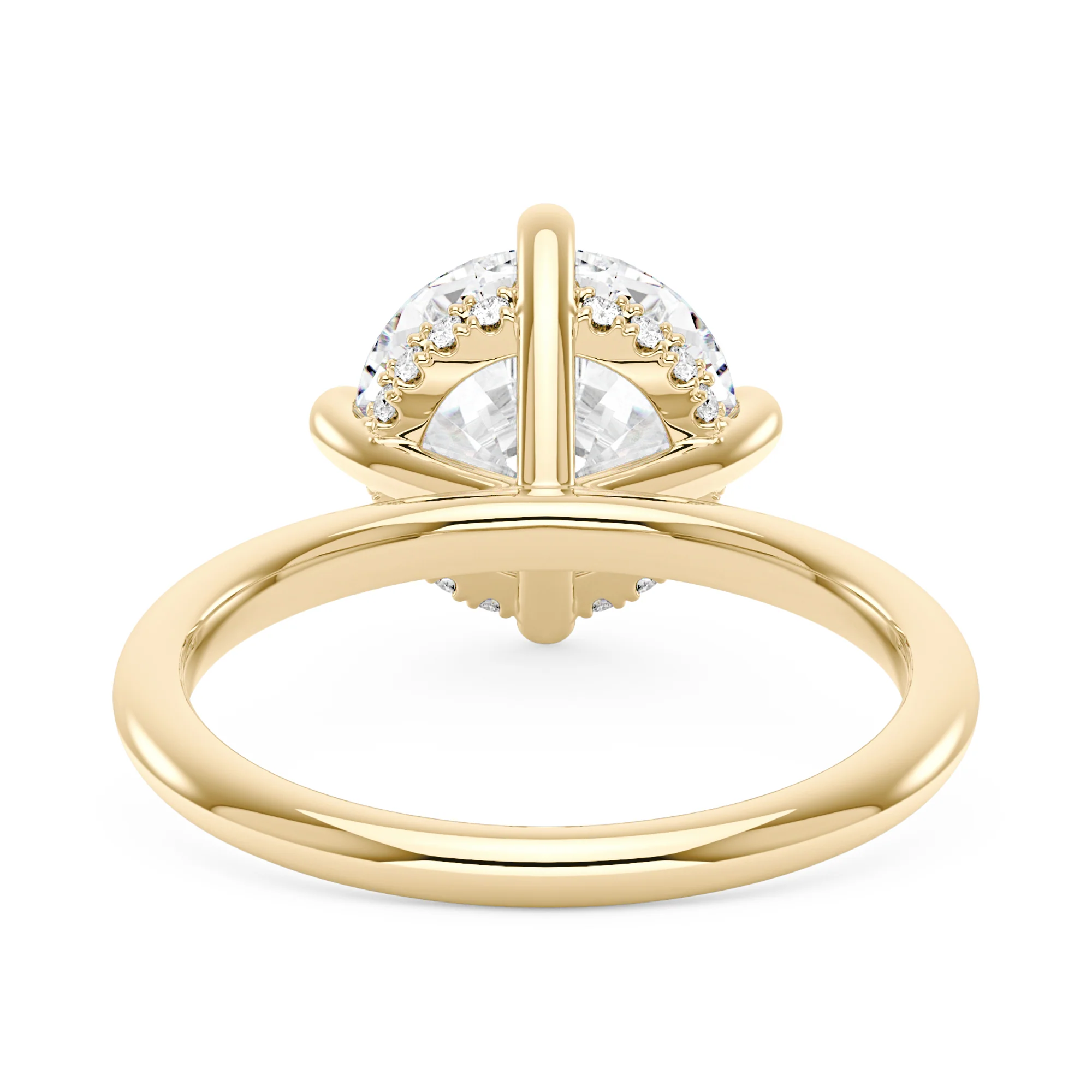 Round Brilliant Cut Moissanite Solitaire Ring with Hidden Halo - Image 3