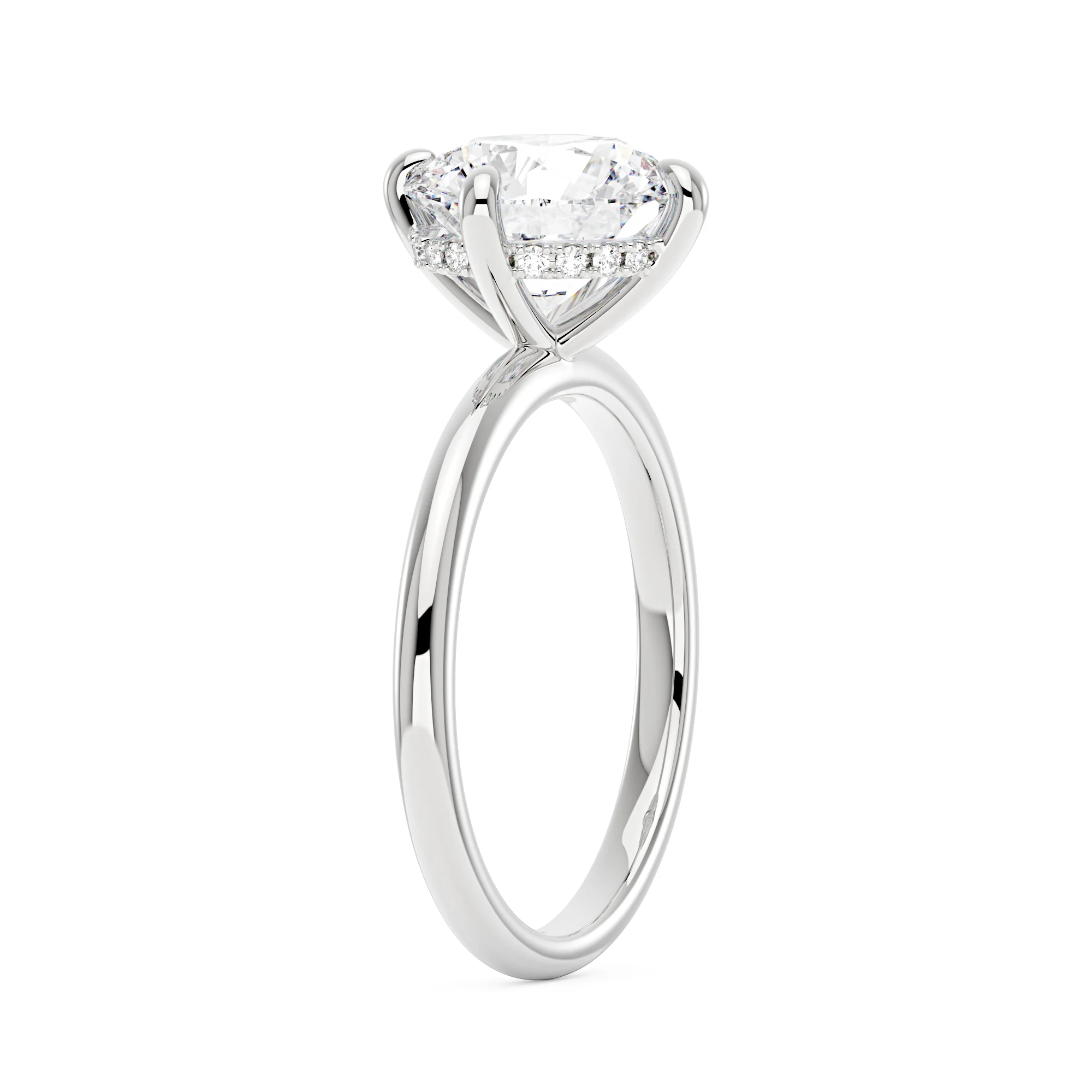 Round Brilliant Cut Moissanite Solitaire Ring with Hidden Halo - Image 5