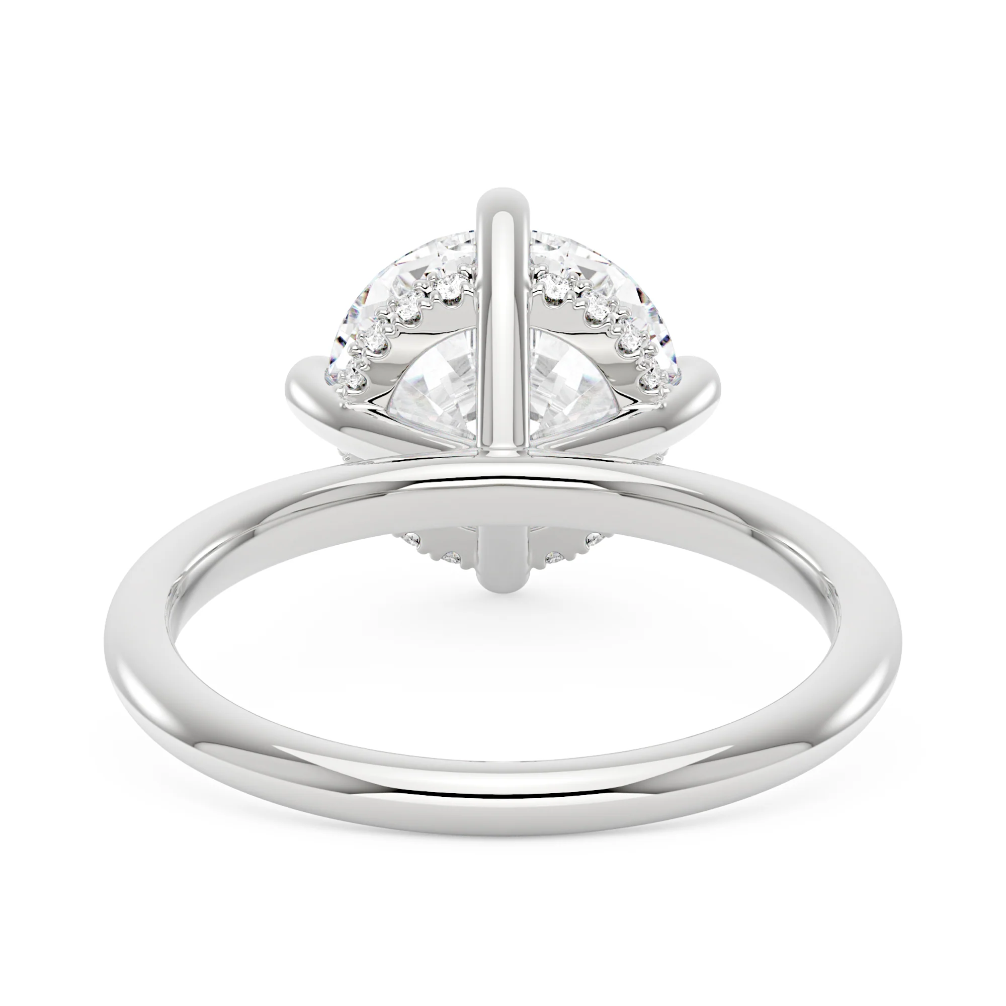 Round Brilliant Cut Moissanite Solitaire Ring with Hidden Halo - Image 6