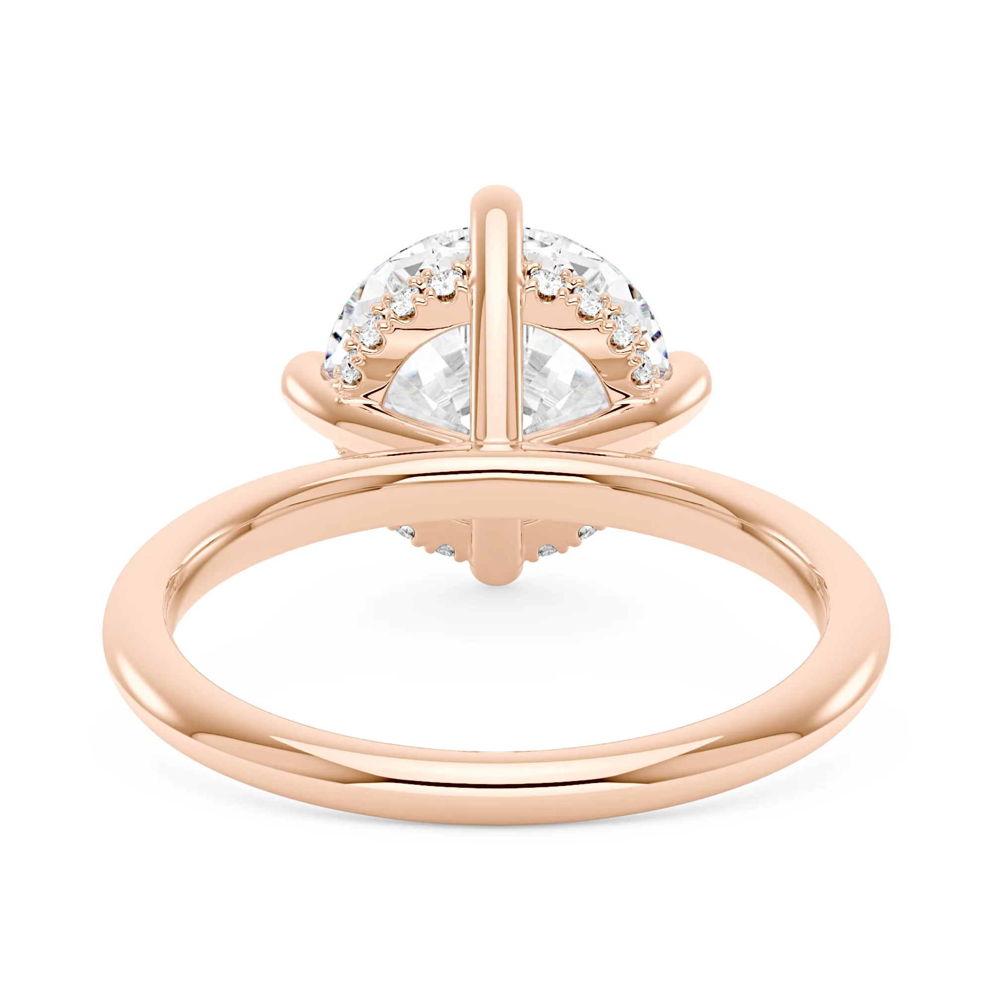 Round Brilliant Cut Moissanite Solitaire Ring with Hidden Halo - Image 9