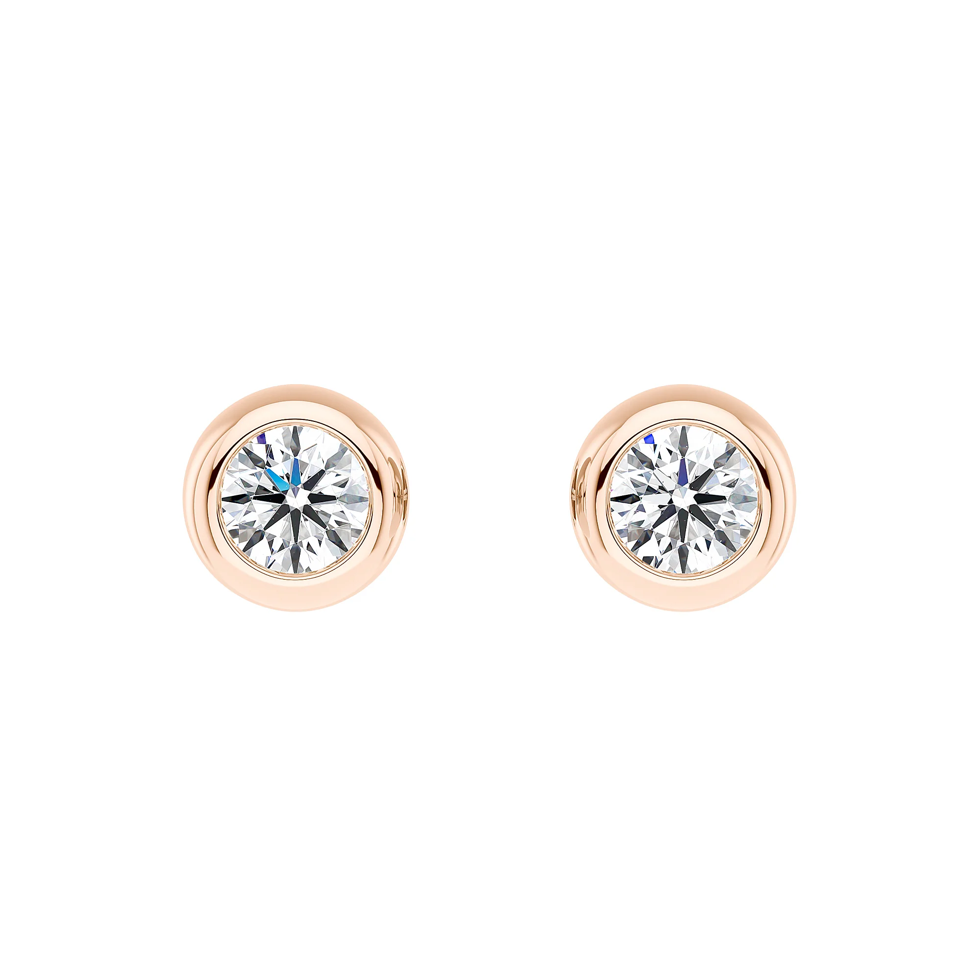Round Cut Bezel Diamond Stud Earrings - Image 3