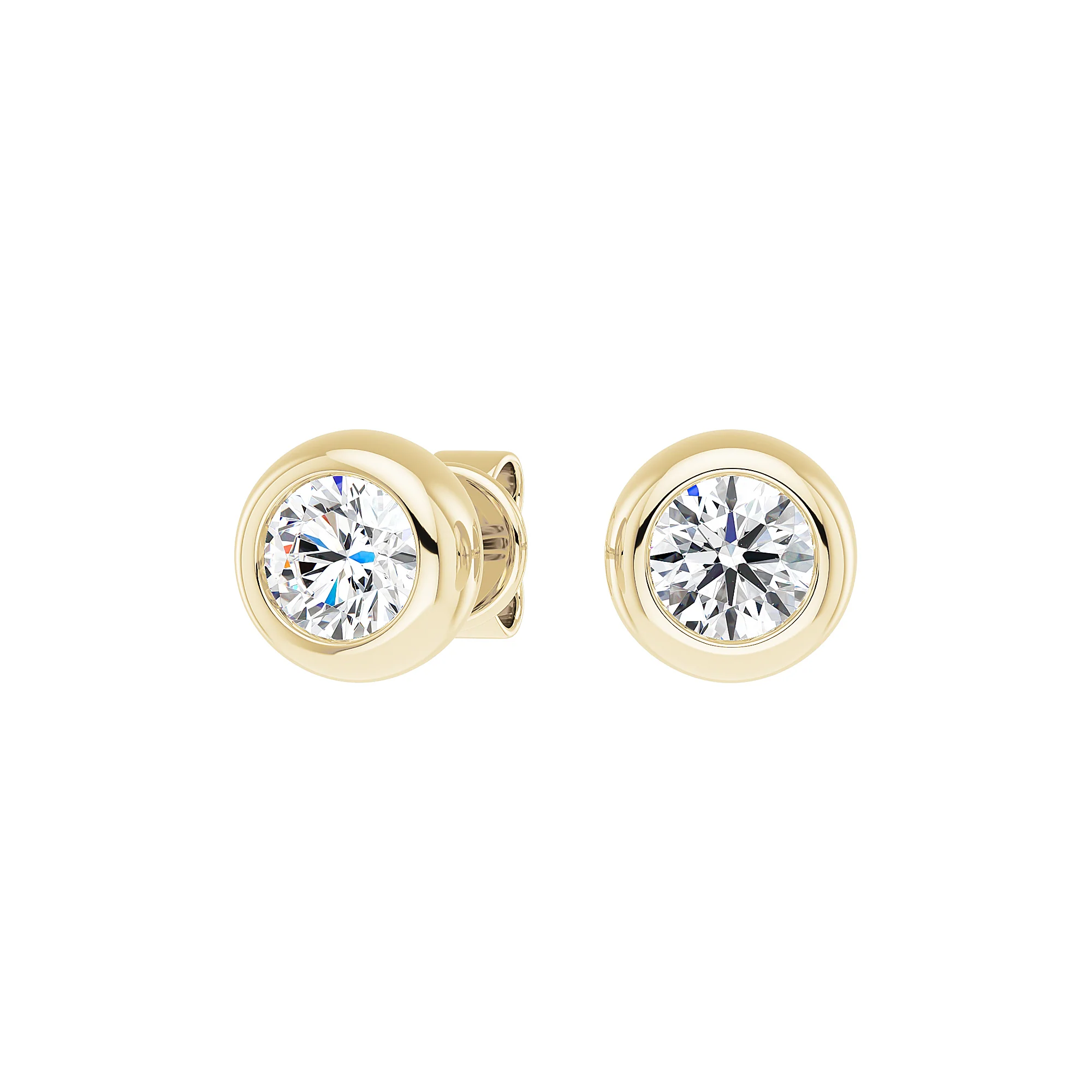 Round Cut Bezel Diamond Stud Earrings - Image 5