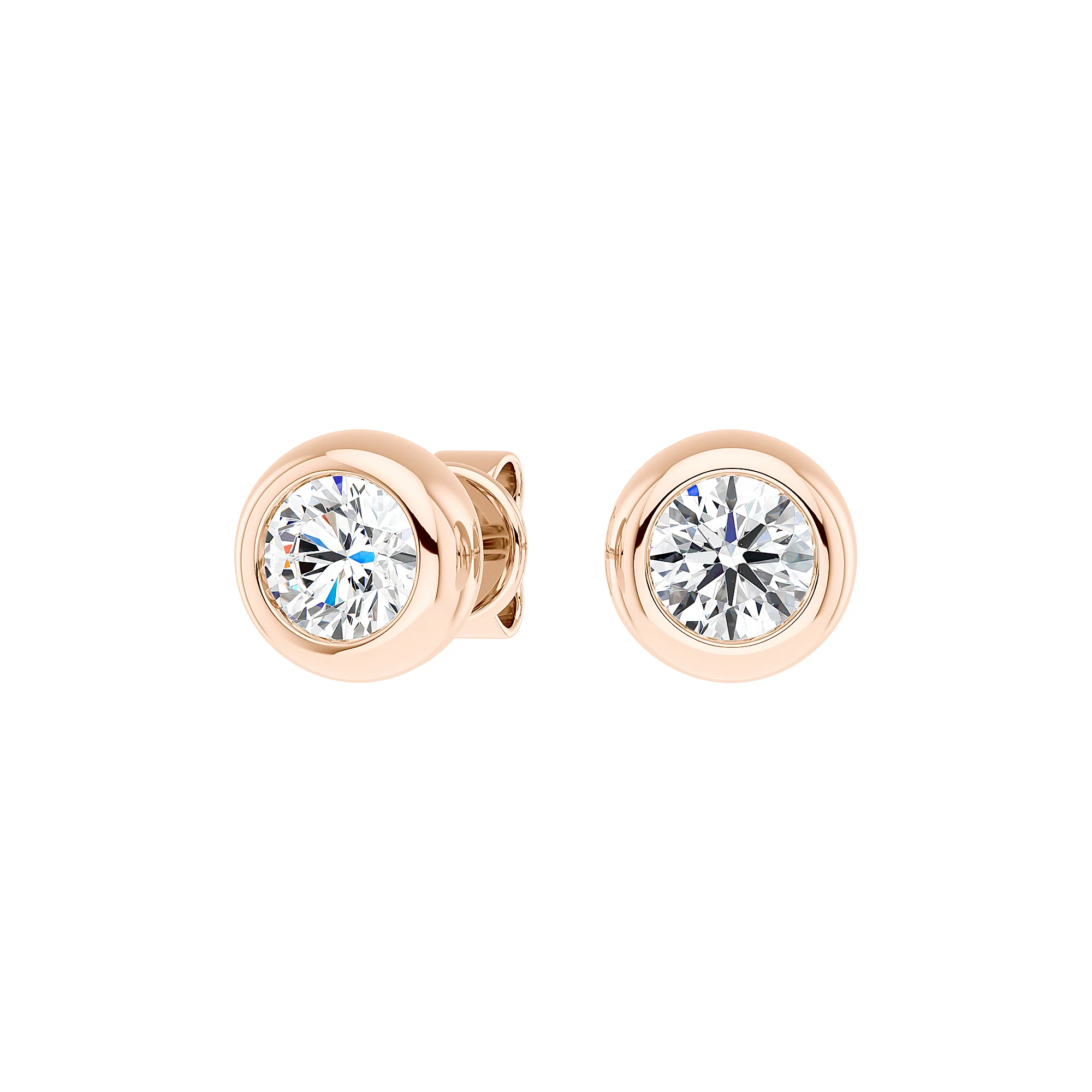 Round Cut Bezel Diamond Stud Earrings - Image 6