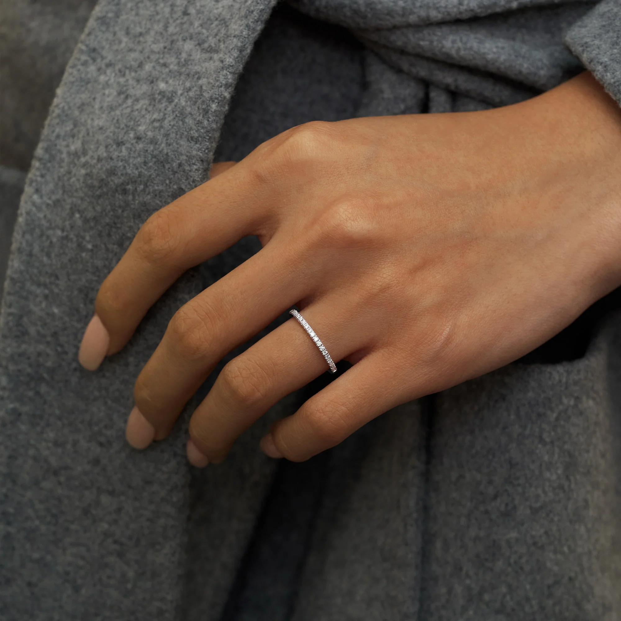 Round Cut Half Eternity Wedding Ring - Image 11