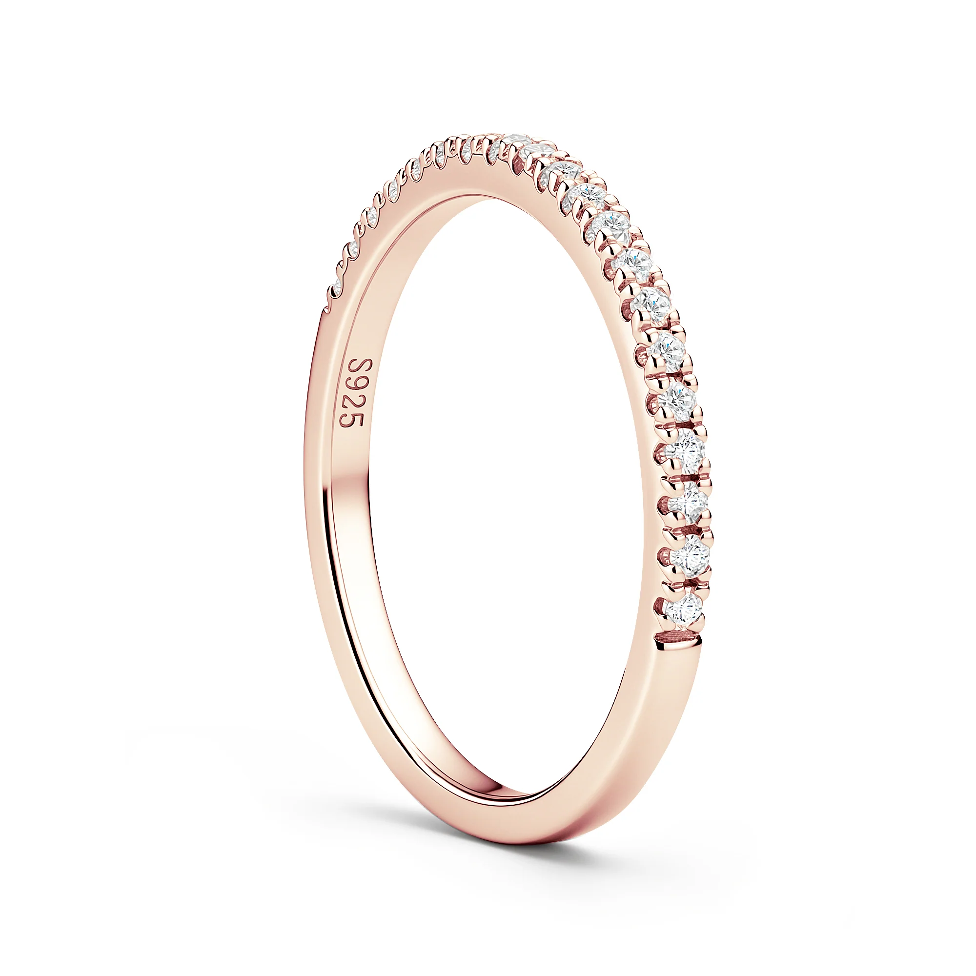 Round Cut Half Eternity Wedding Ring - Image 8
