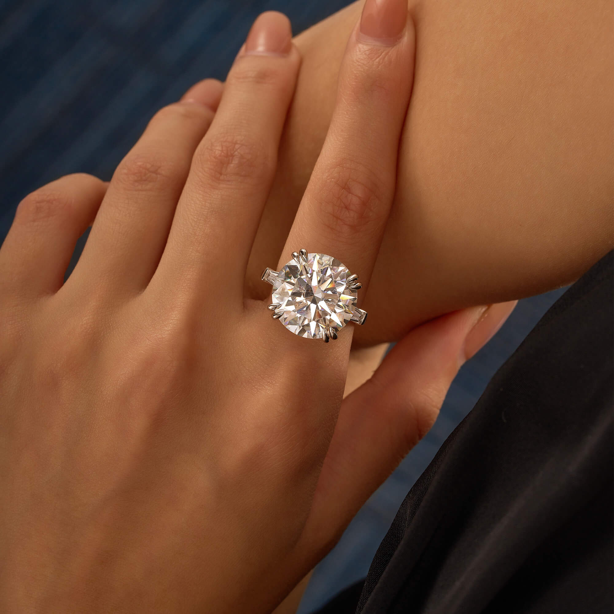 15 Carat Round Cut Moissanite Engagement Ring in 14K Gold - Image 11