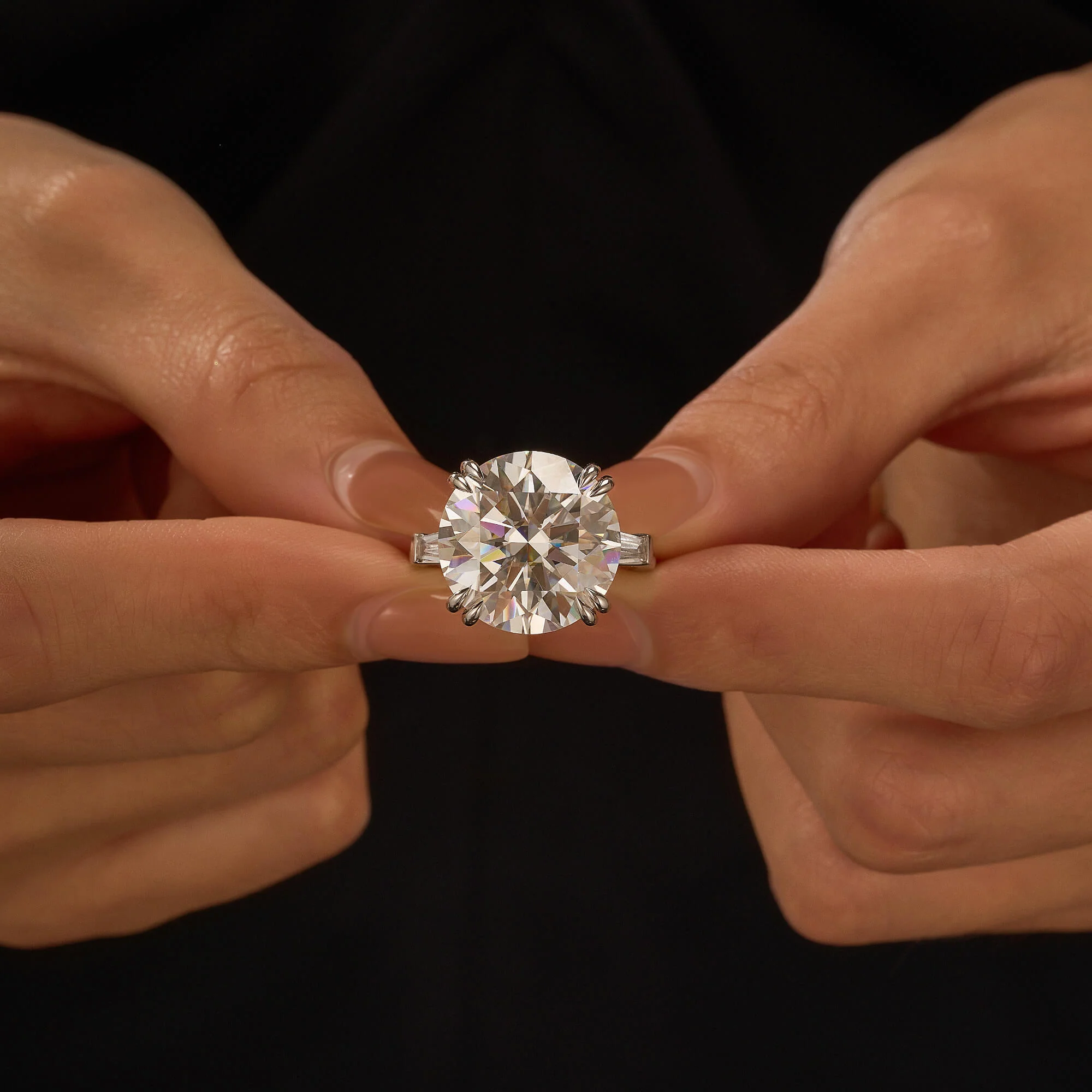 15 Carat Round Cut Moissanite Engagement Ring in 14K Gold - Image 13