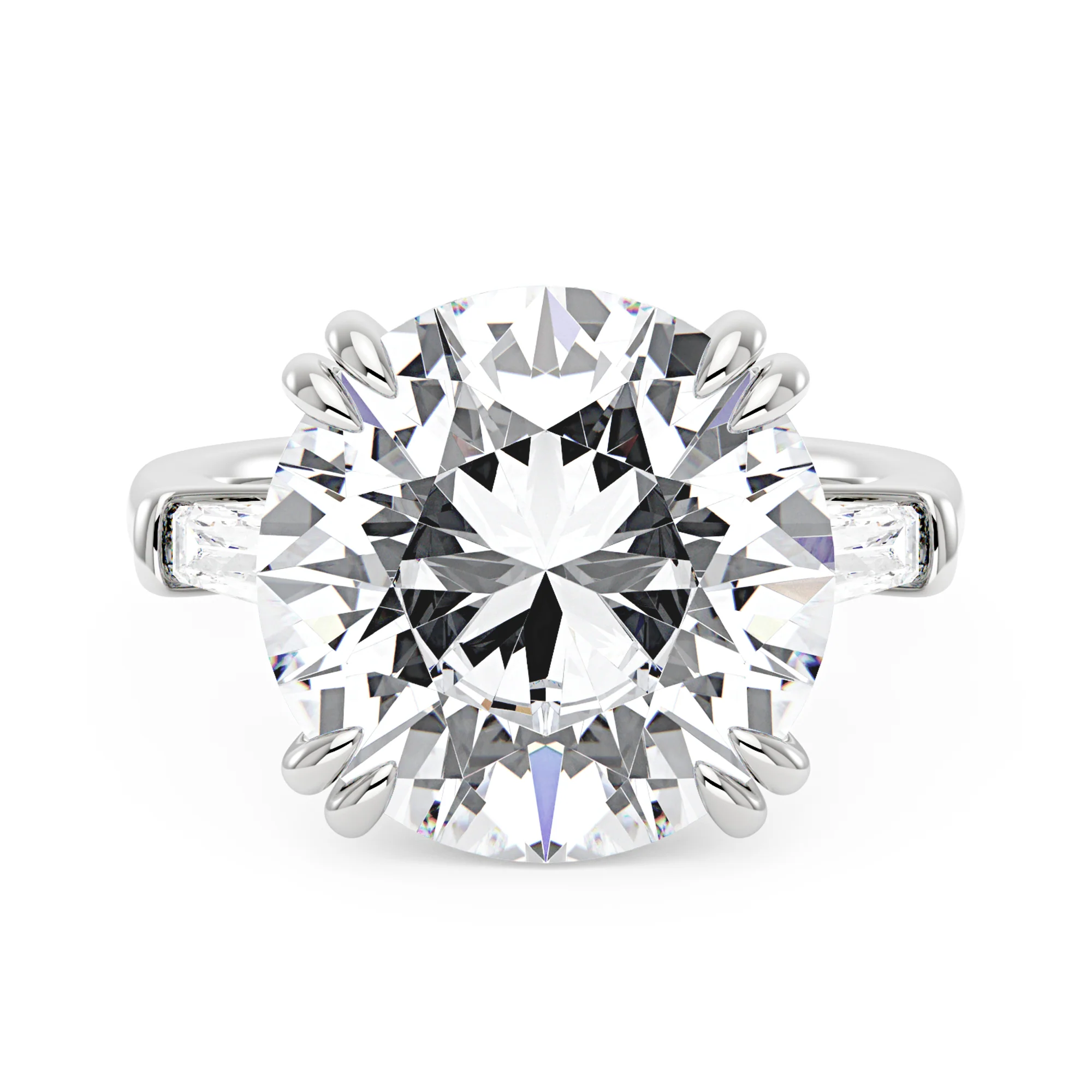 15 Carat Round Cut Moissanite Engagement Ring in 14K Gold - Image 4