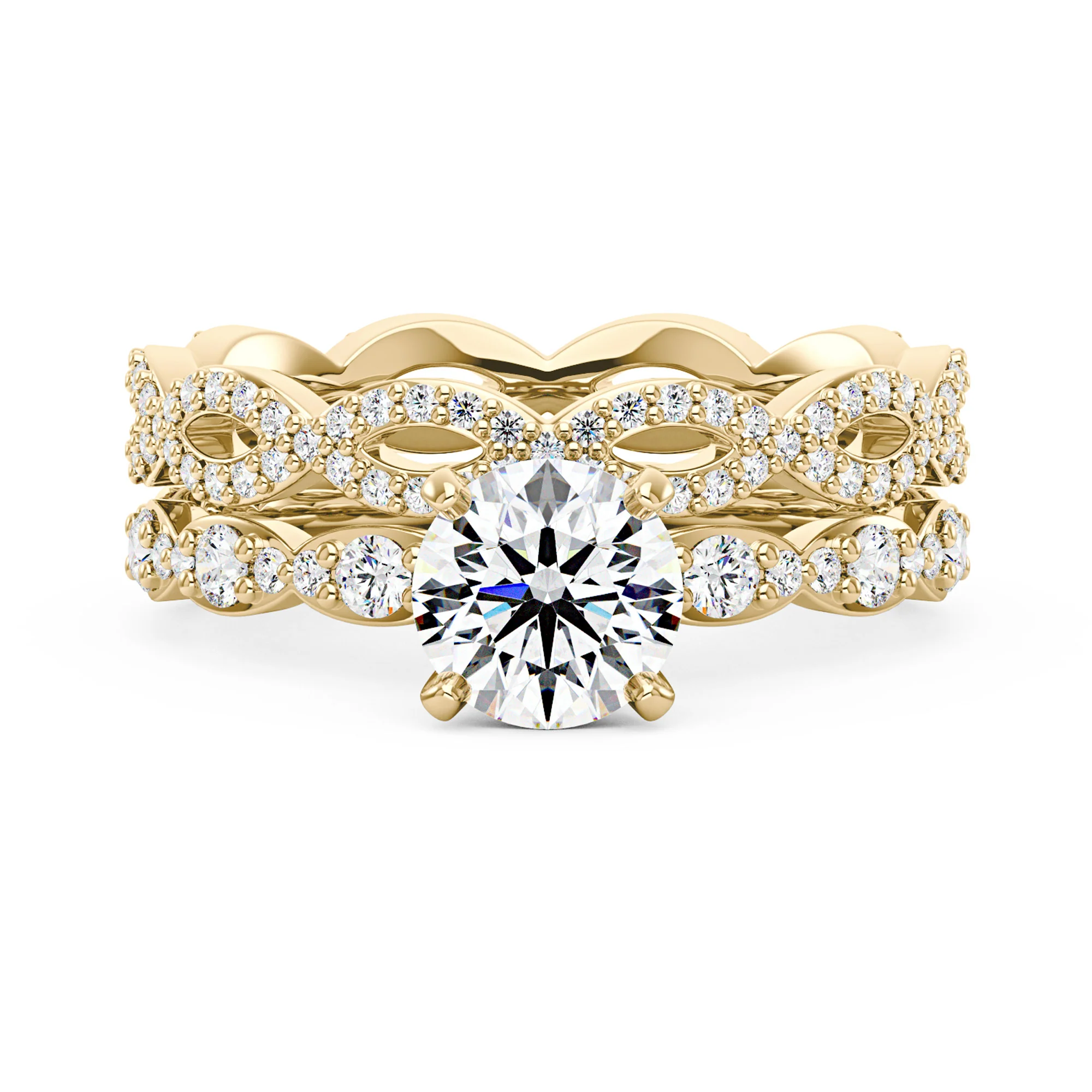 Round Cut Moissanite Infinity Band Bridal Set - Image 5
