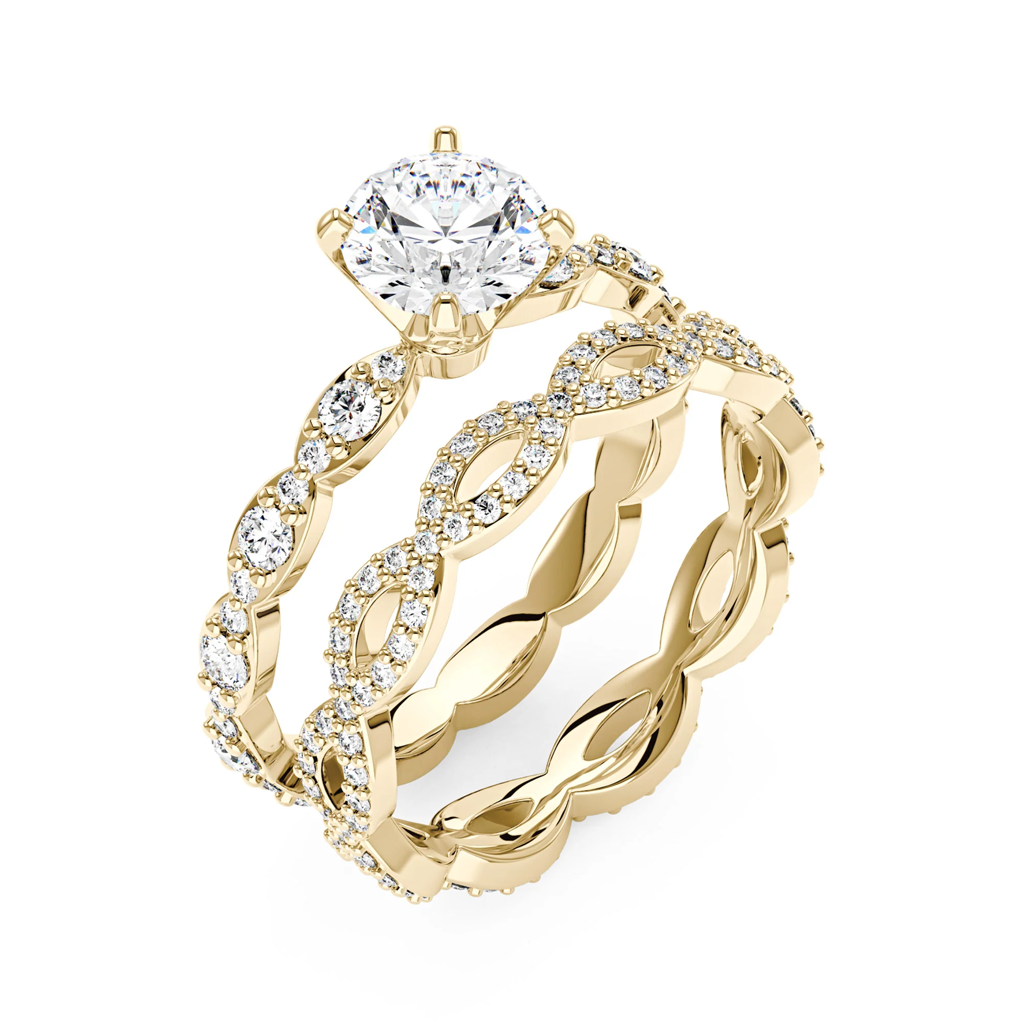 Round Cut Moissanite Infinity Band Bridal Set - Image 6