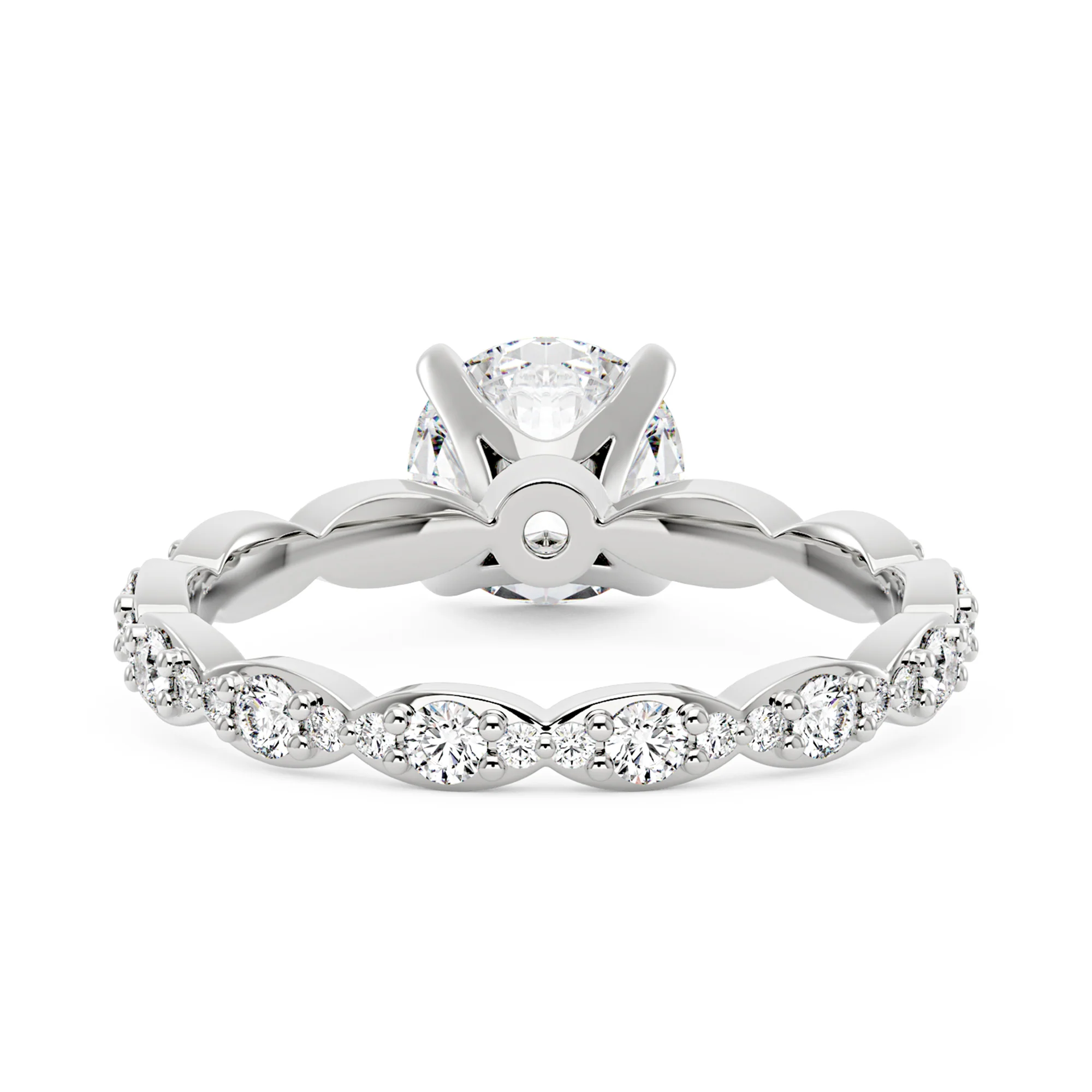 Round Moissanite Scallop Infinity Ring - Image 6