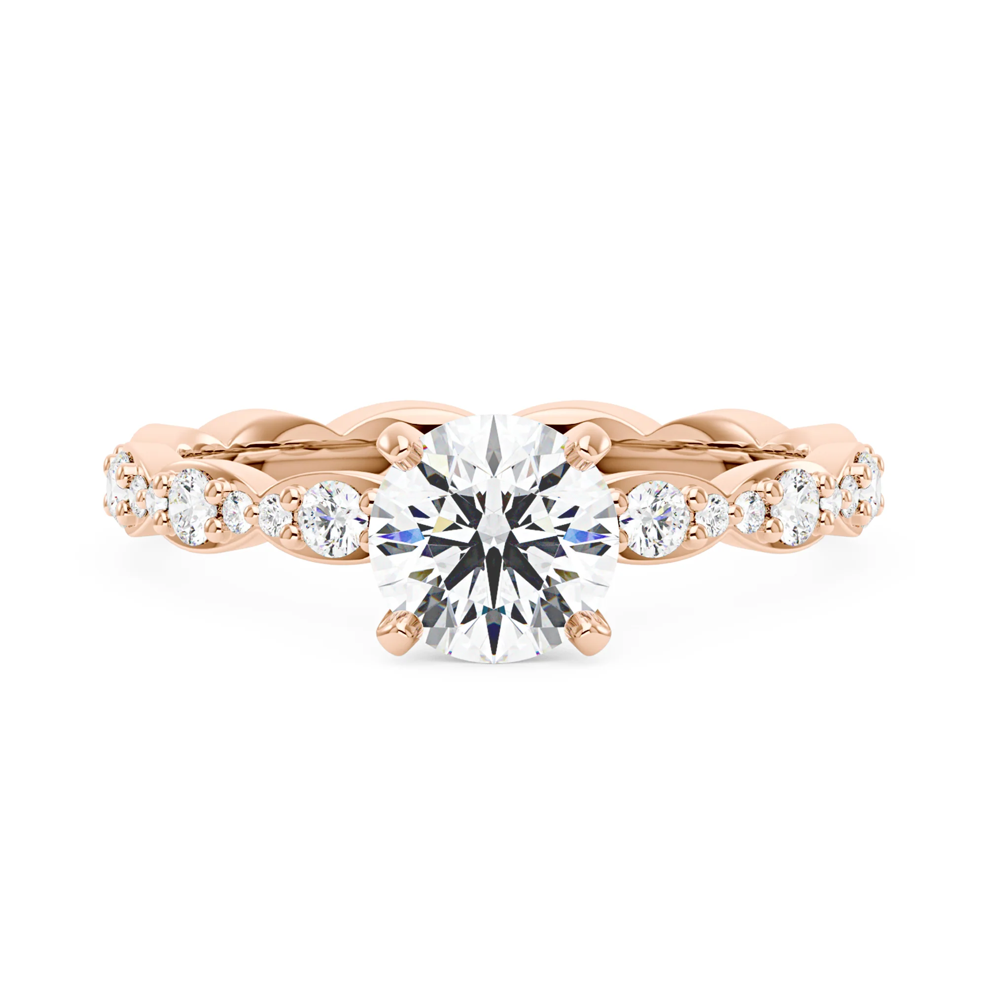 Round Moissanite Scallop Infinity Ring - Image 7