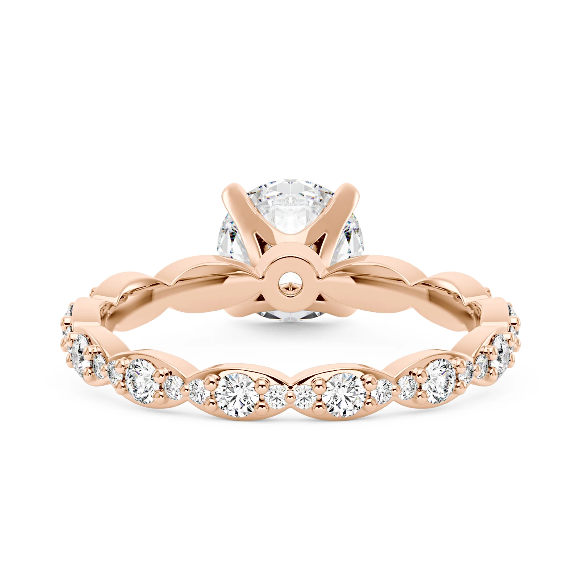 Round Moissanite Scallop Infinity Ring - Image 9