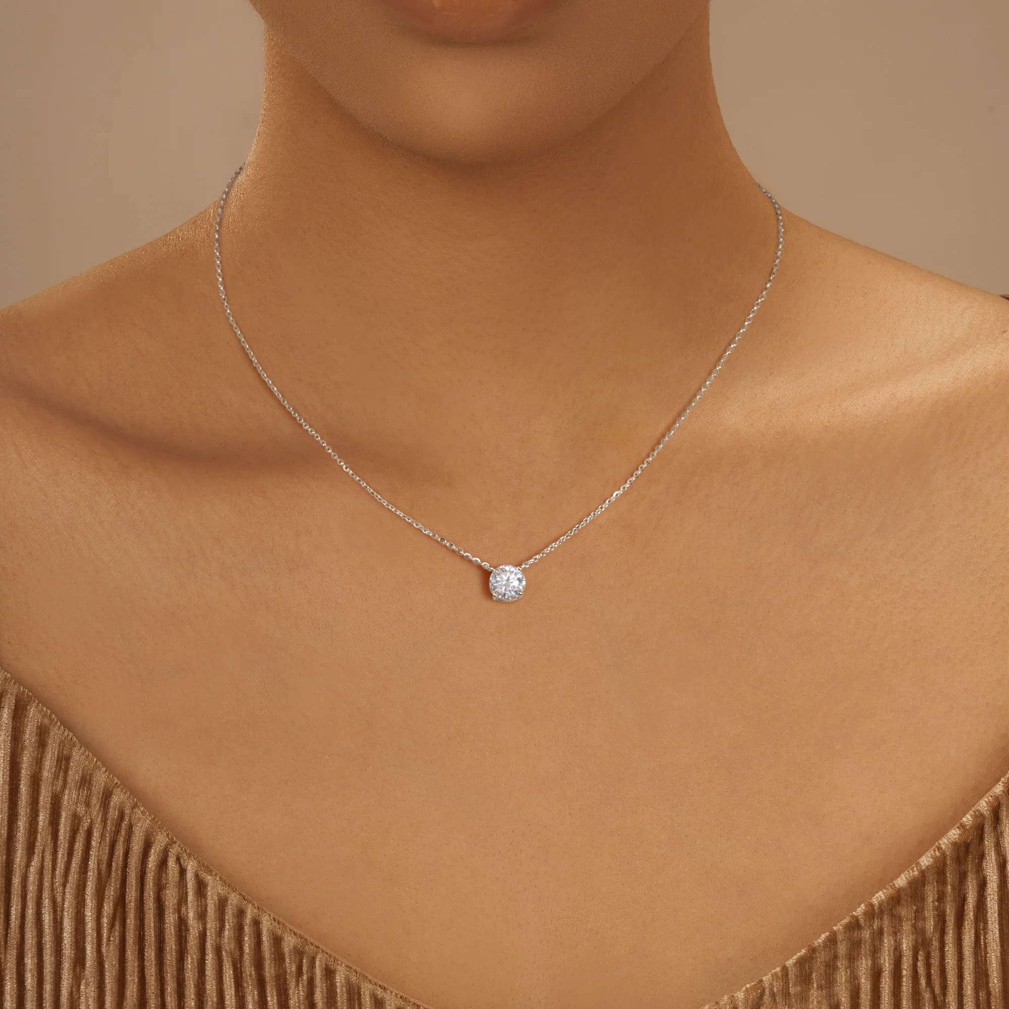 Round Cut Moissanite Solitaire Pendant Necklace - Image 4