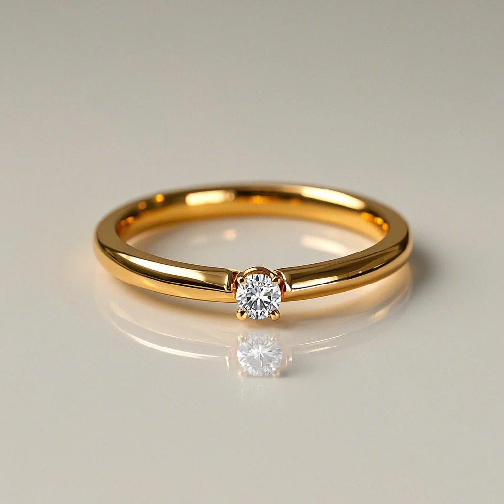 Round Diamond Solitaire 18K Gold Vermeil Ring