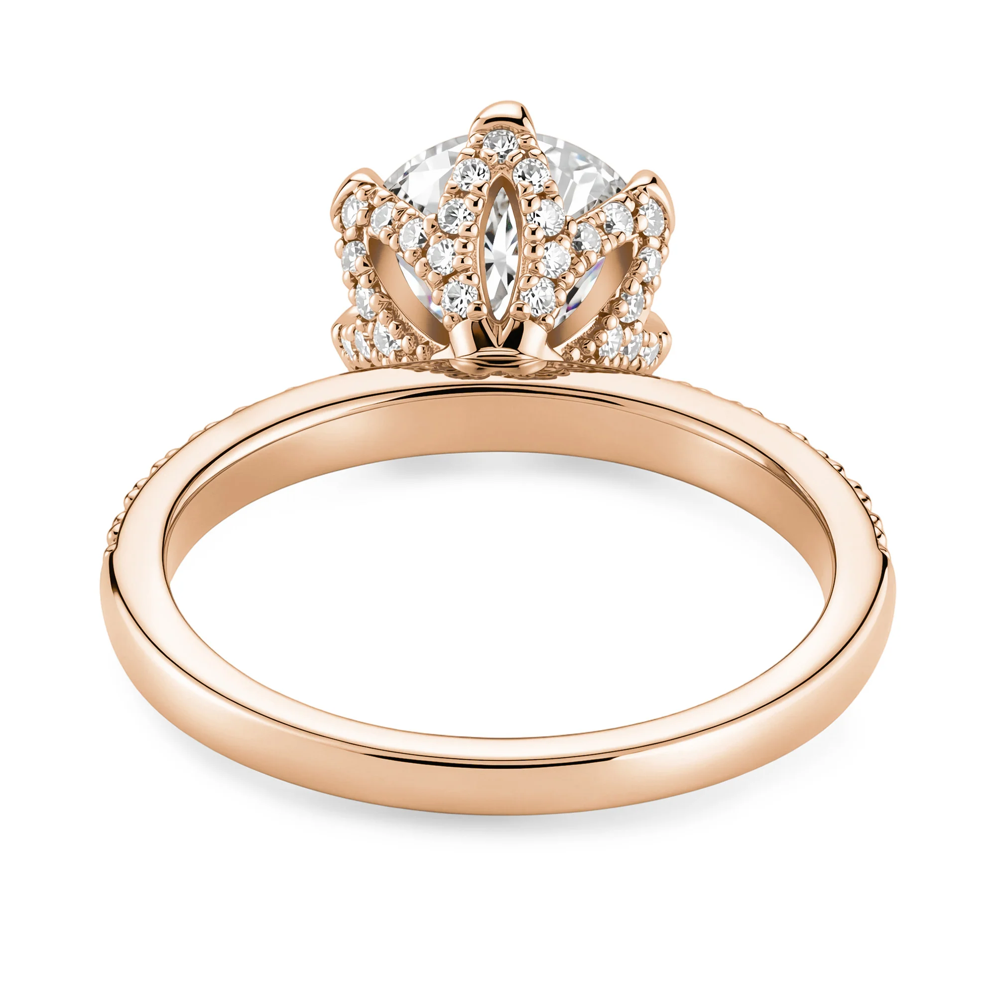 Round Moissanite Accents Engagement Ring With Eternity Pave Band - Image 9
