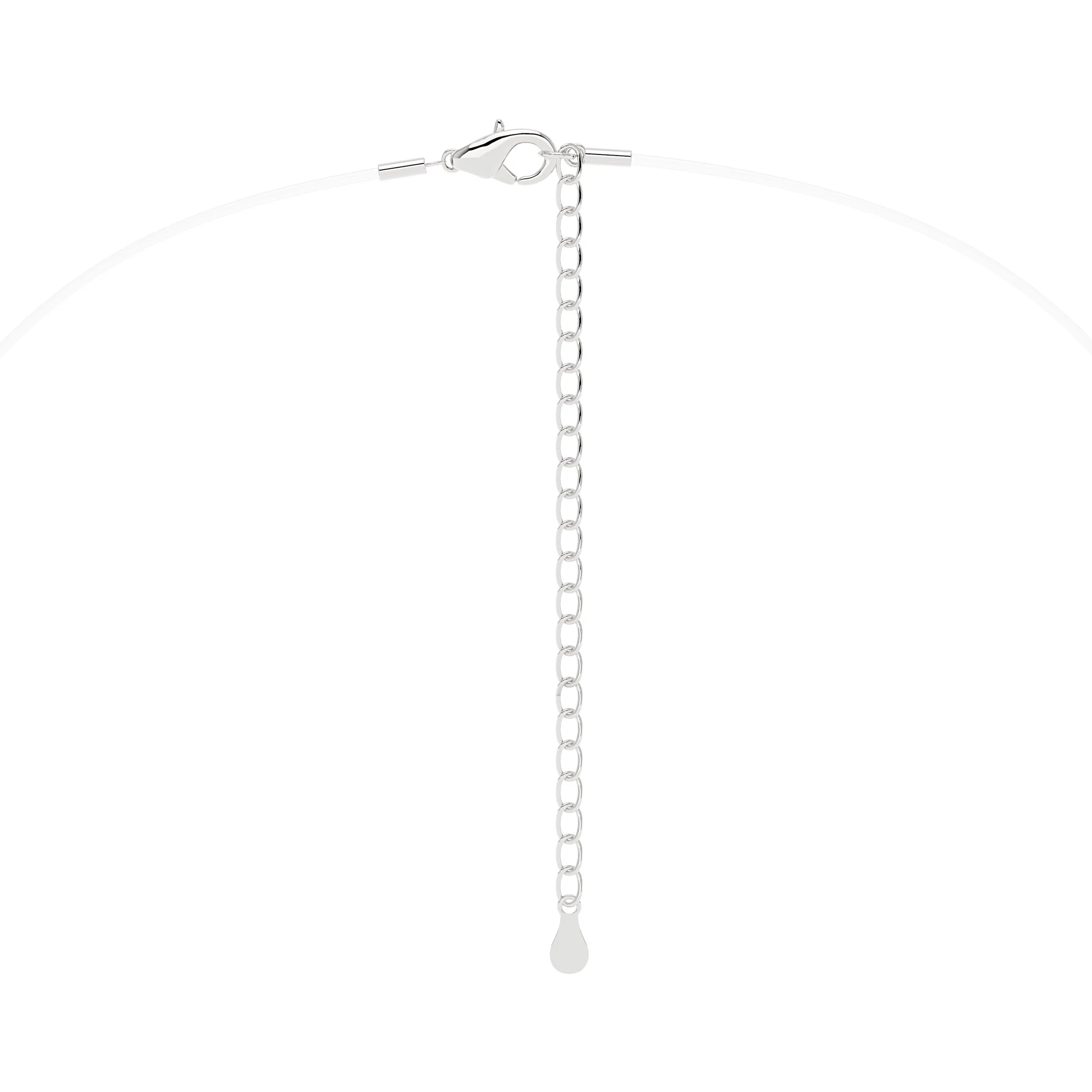 Round Moissanite Bezel Pendant Fish Line Necklace - Image 3