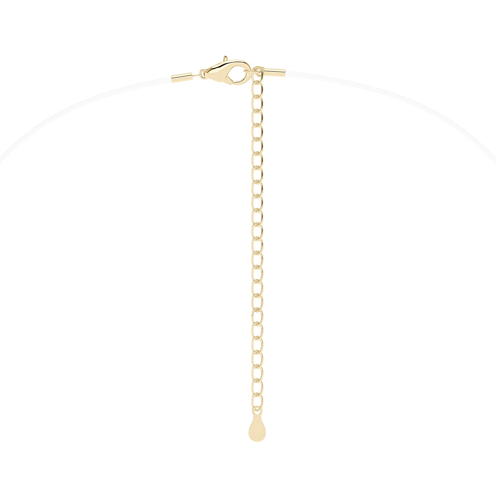 Round Moissanite Bezel Pendant Fish Line Necklace - Image 6