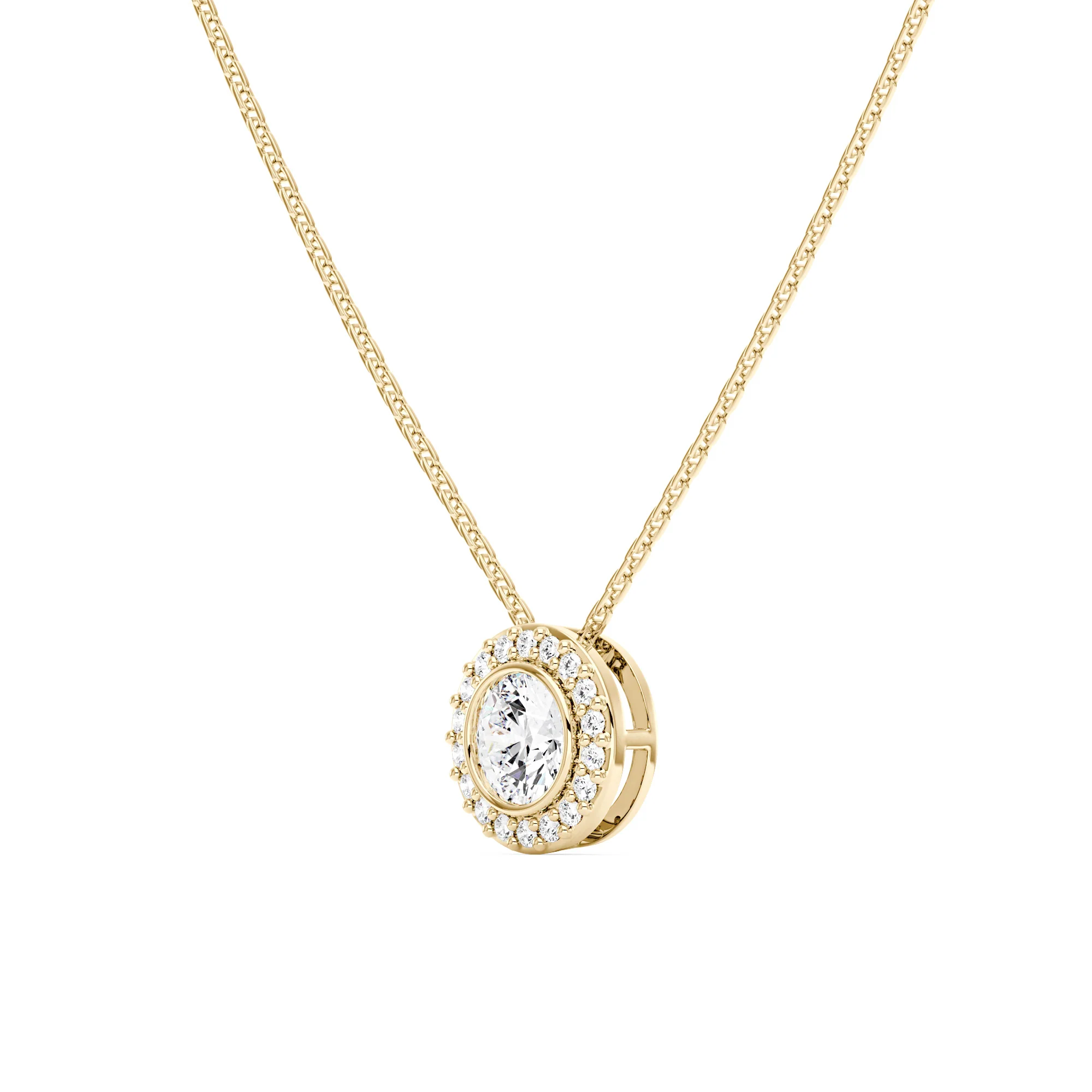 Round Moissanite Bezel Set Pendant Necklace - Image 5
