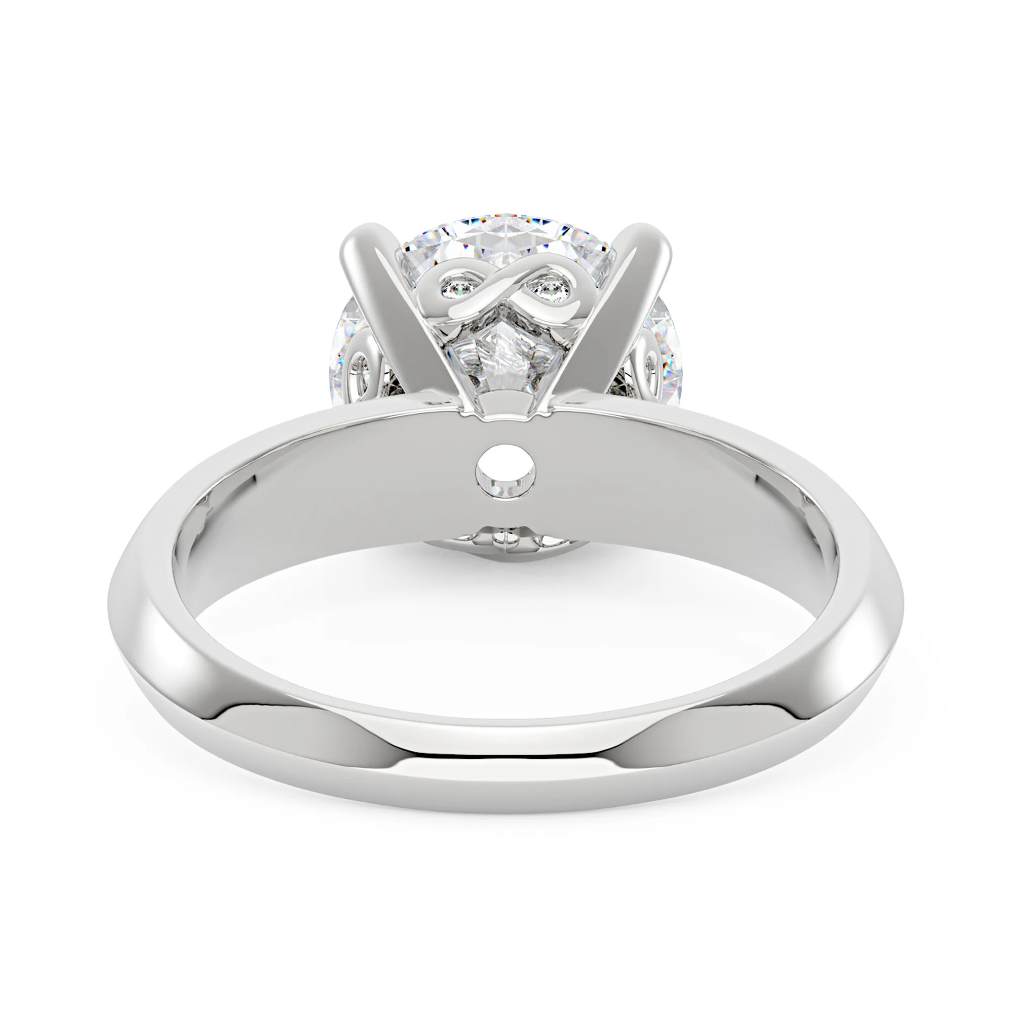 Round Moissanite Engagement Ring with Pavé Double Row Band - Image 3