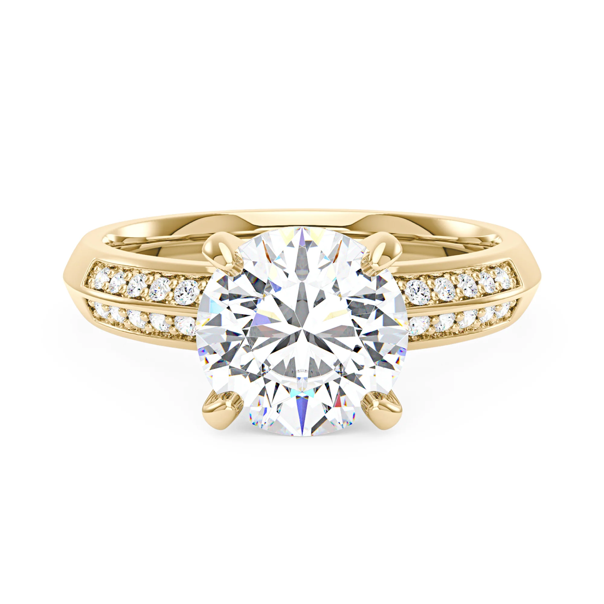 Round Moissanite Engagement Ring with Pavé Double Row Band - Image 4