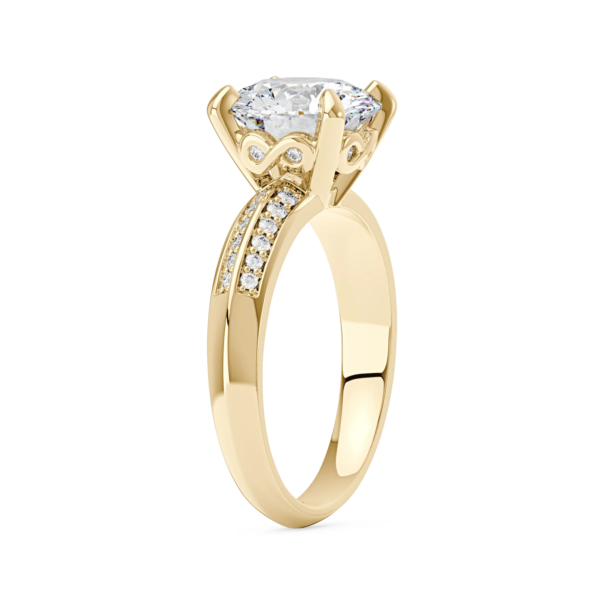 Round Moissanite Engagement Ring with Pavé Double Row Band - Image 5