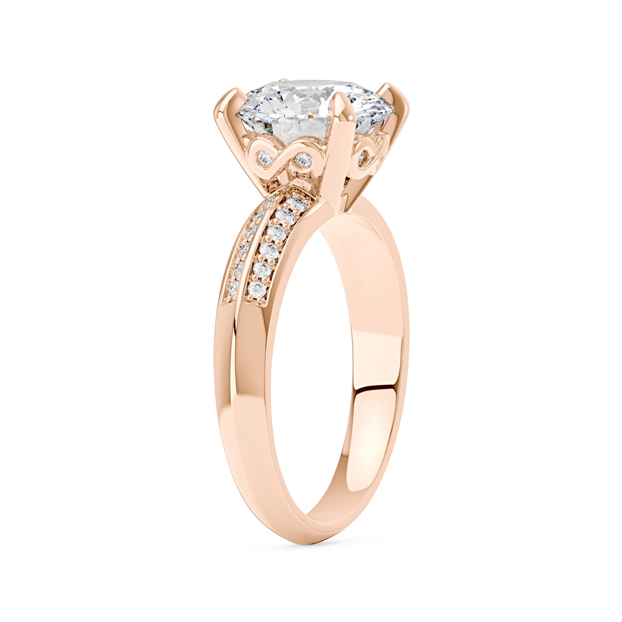 Round Moissanite Engagement Ring with Pavé Double Row Band - Image 8
