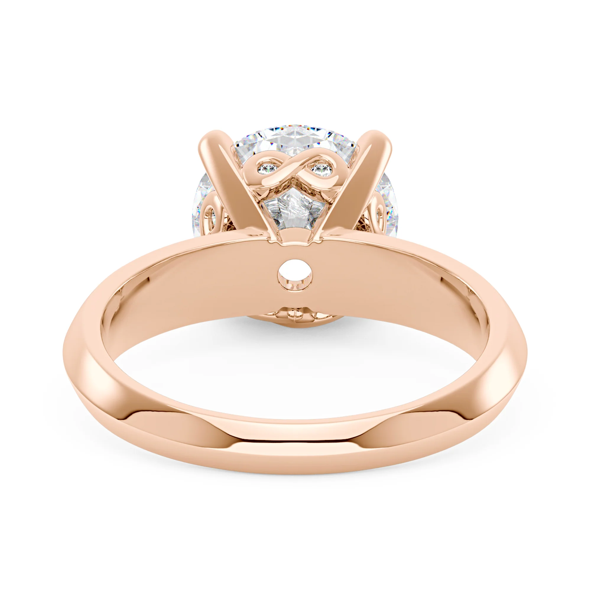 Round Moissanite Engagement Ring with Pavé Double Row Band - Image 9