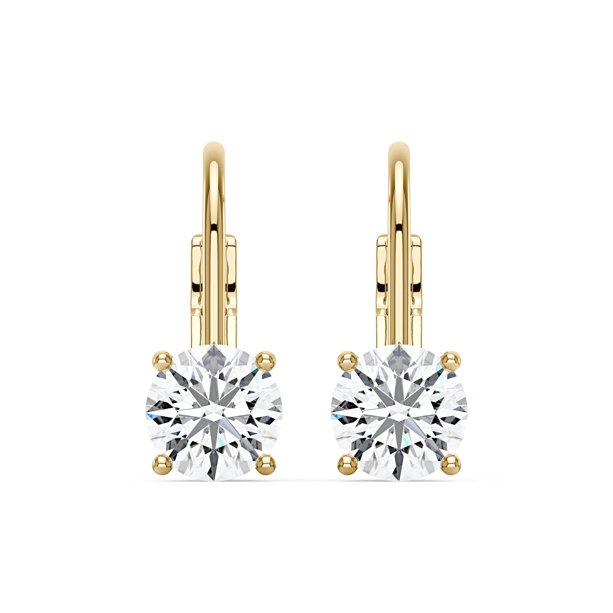 Round Moissanite Leverback Drop Earrings - Image 4