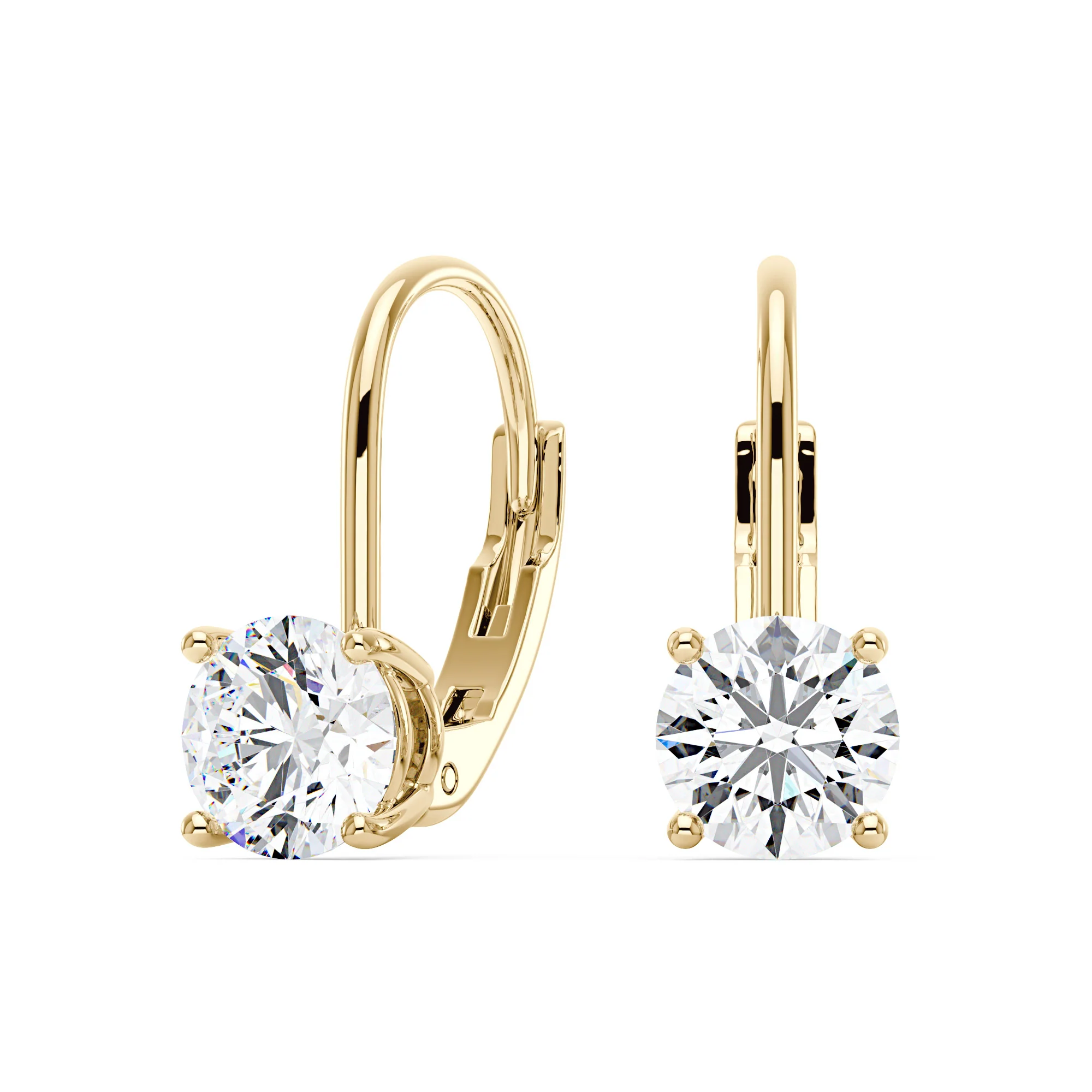 Round Moissanite Leverback Drop Earrings - Image 5