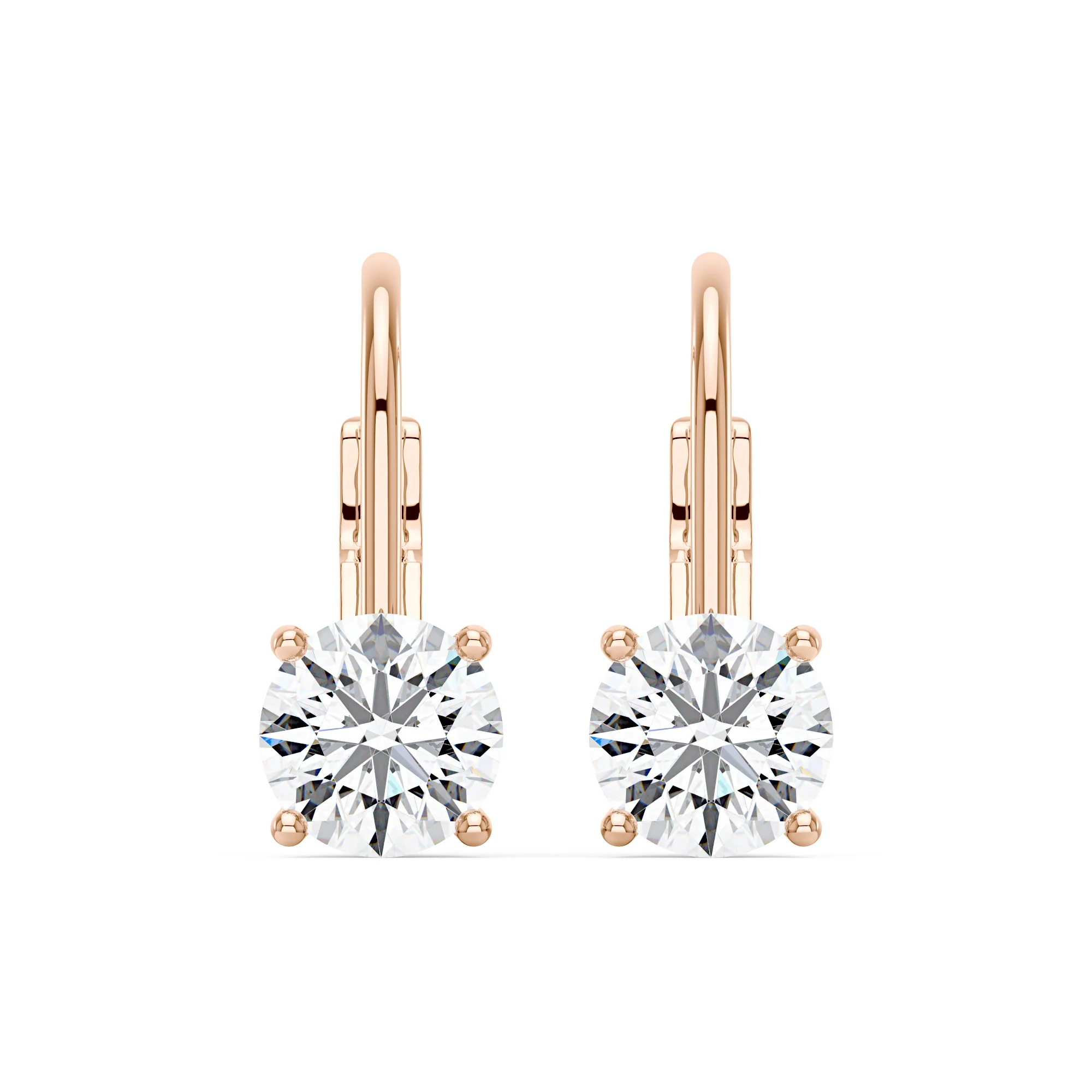 Round Moissanite Leverback Drop Earrings - Image 7
