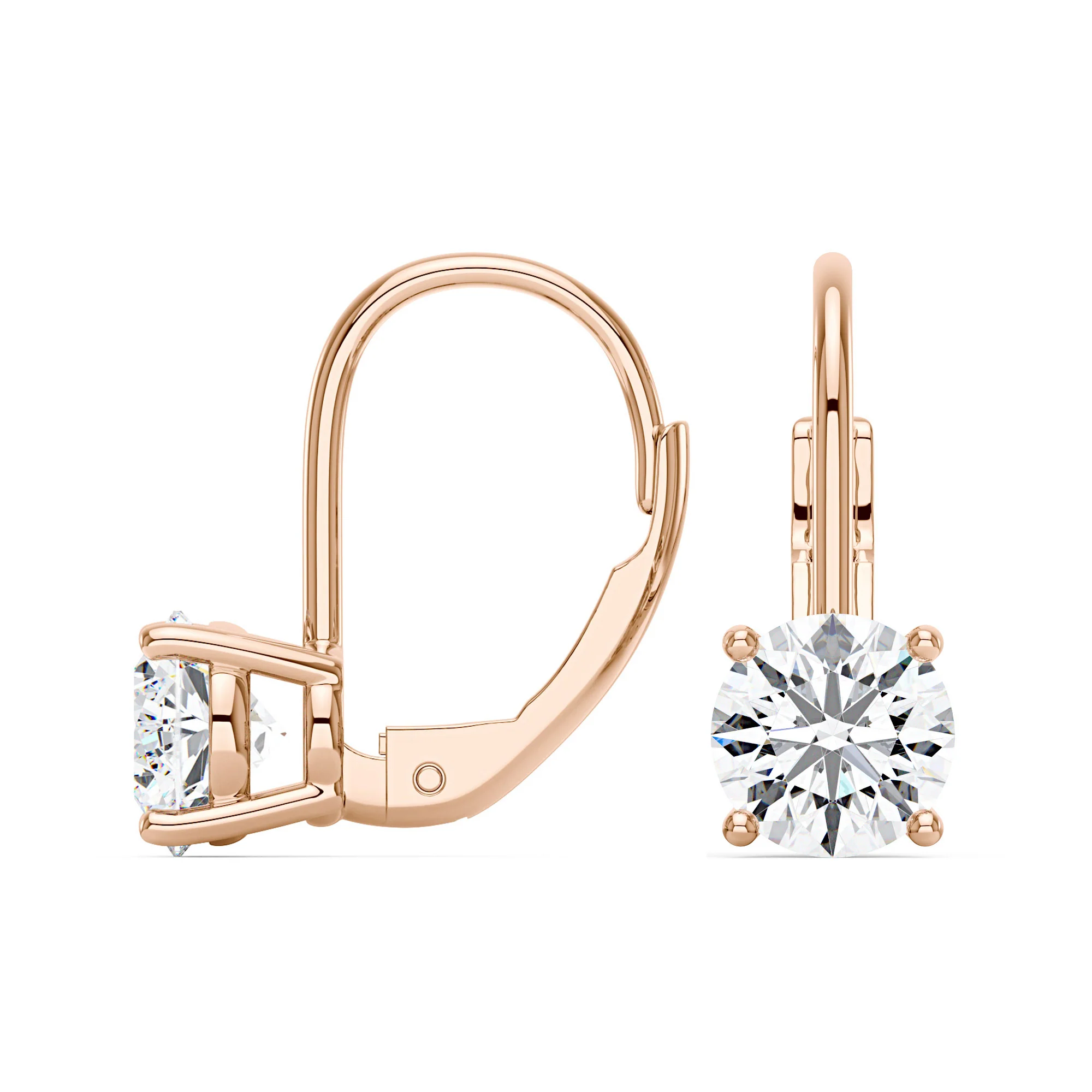Round Moissanite Leverback Drop Earrings - Image 9