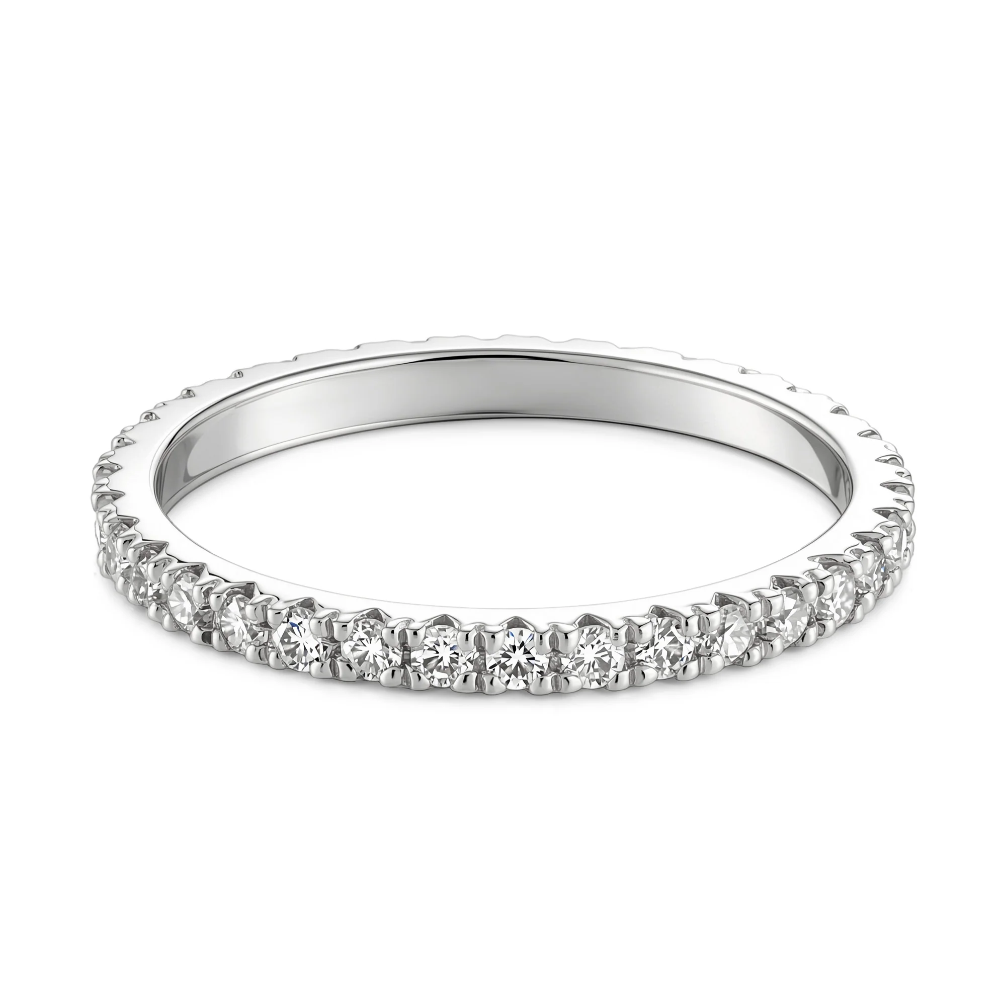 Round Moissanite Pavé Eternity Wedding Band - Image 3