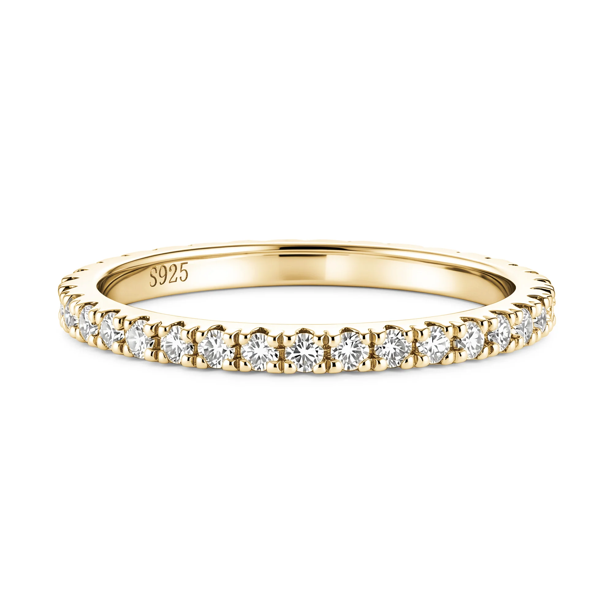 Round Moissanite Pavé Eternity Wedding Band - Image 4