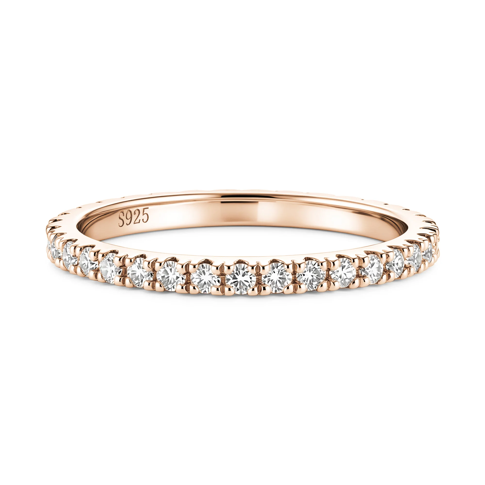 Round Moissanite Pavé Eternity Wedding Band - Image 7