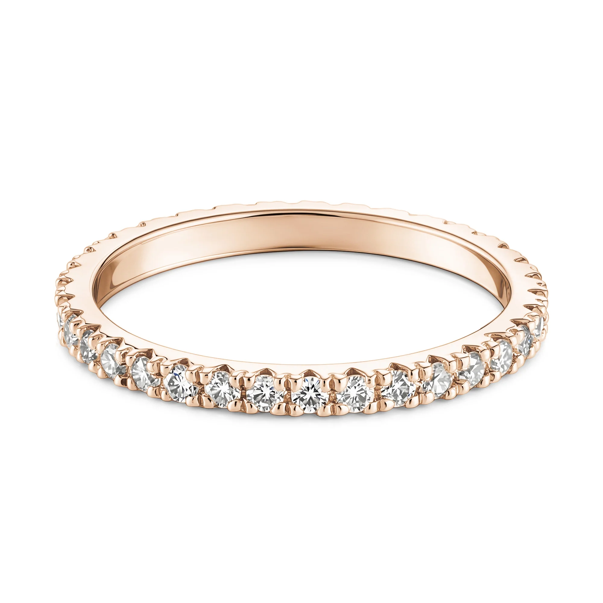 Round Moissanite Pavé Eternity Wedding Band - Image 9