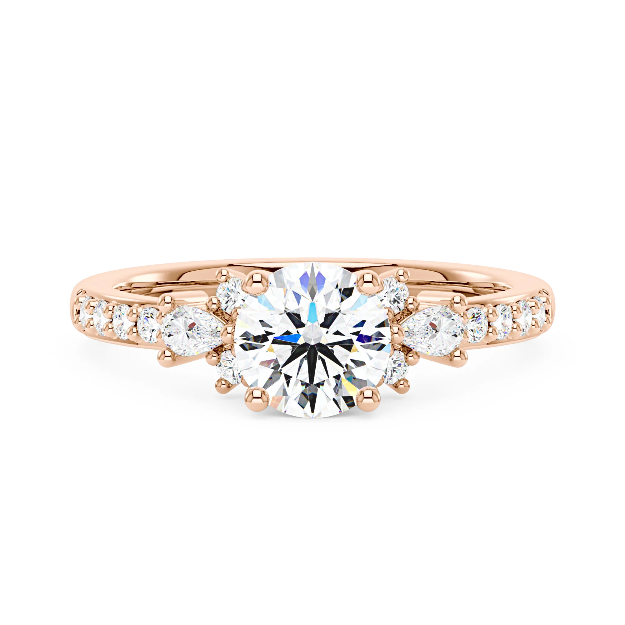 Round Moissanite Ring with Pavé Band - Image 7