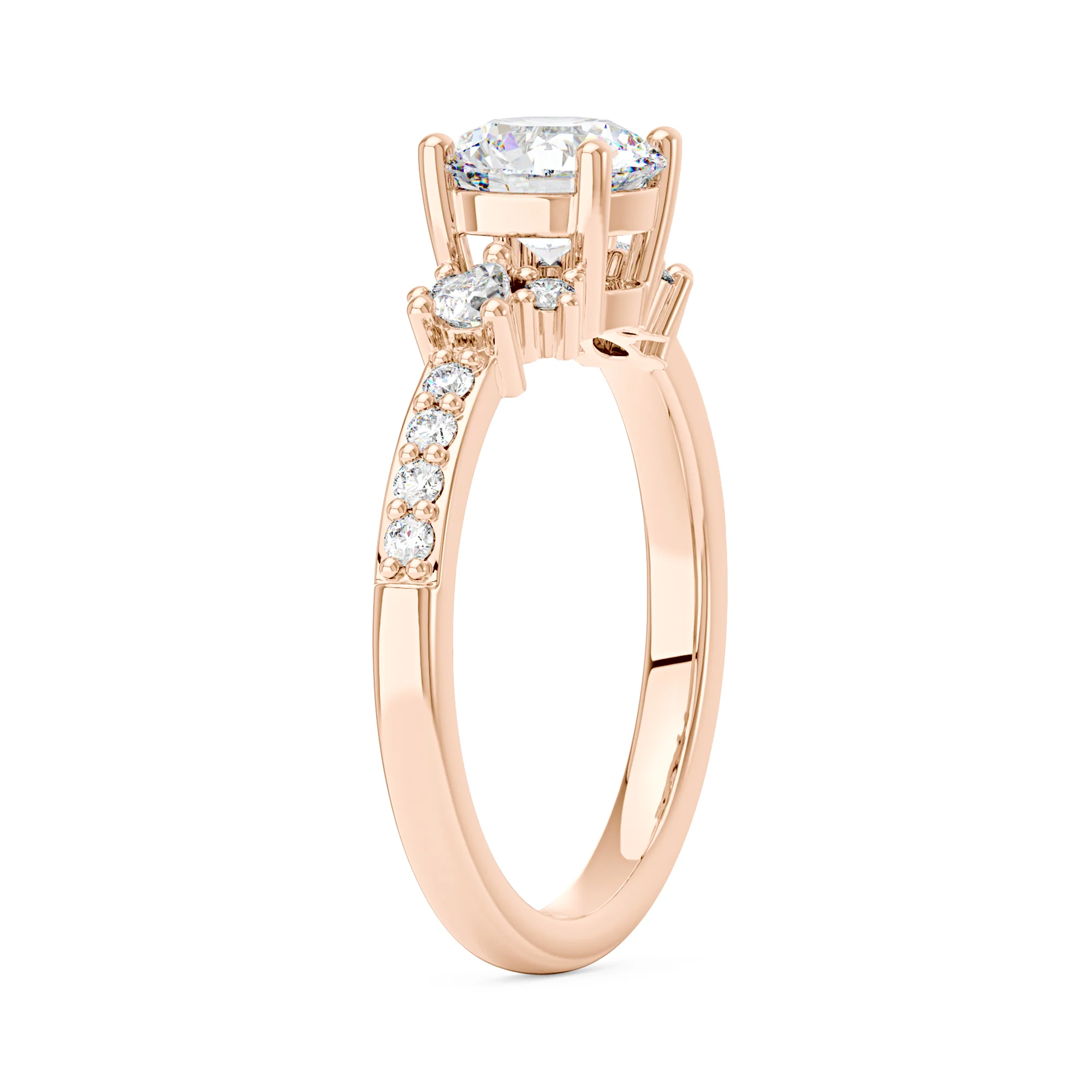 Round Moissanite Ring with Pavé Band - Image 8