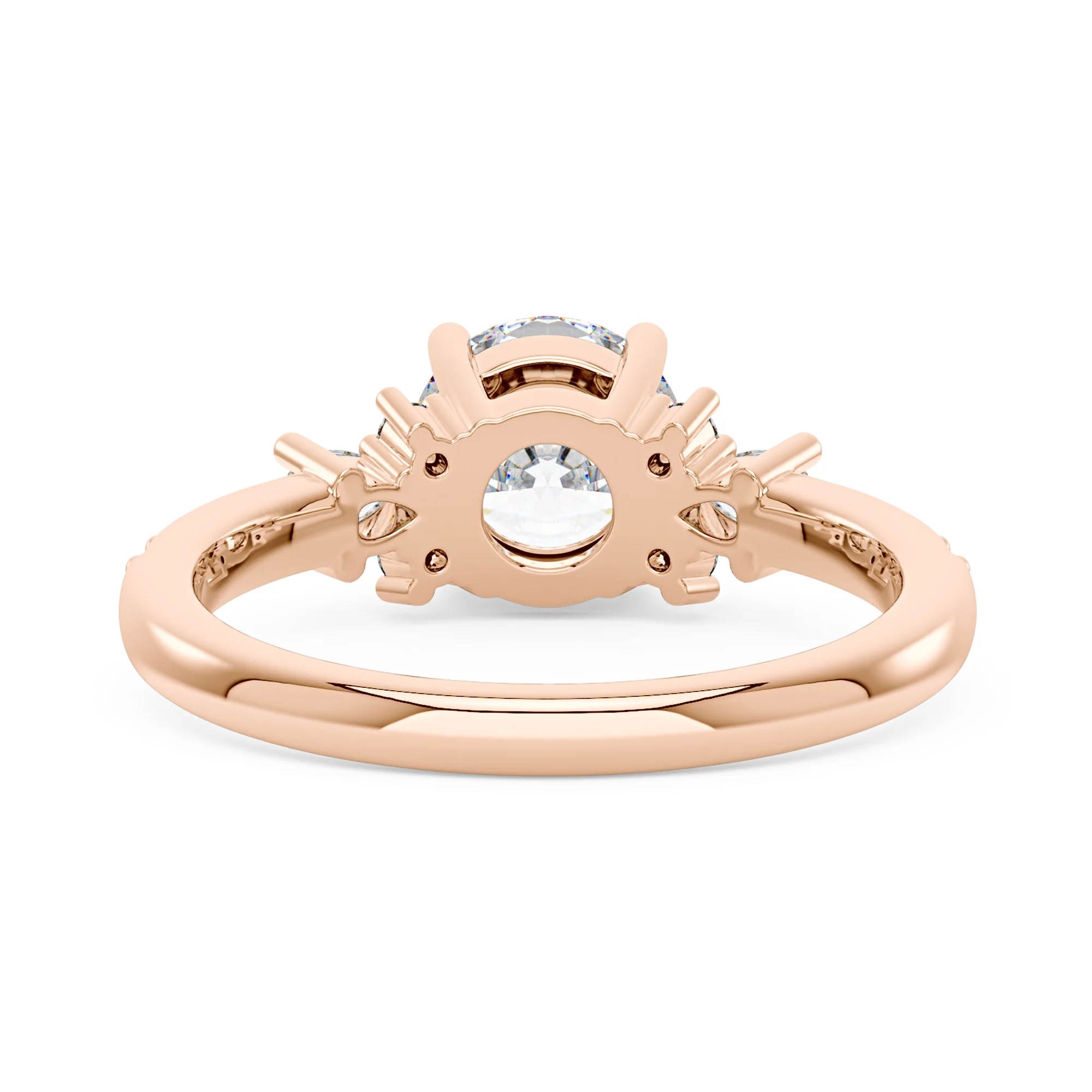 Round Moissanite Ring with Pavé Band - Image 9