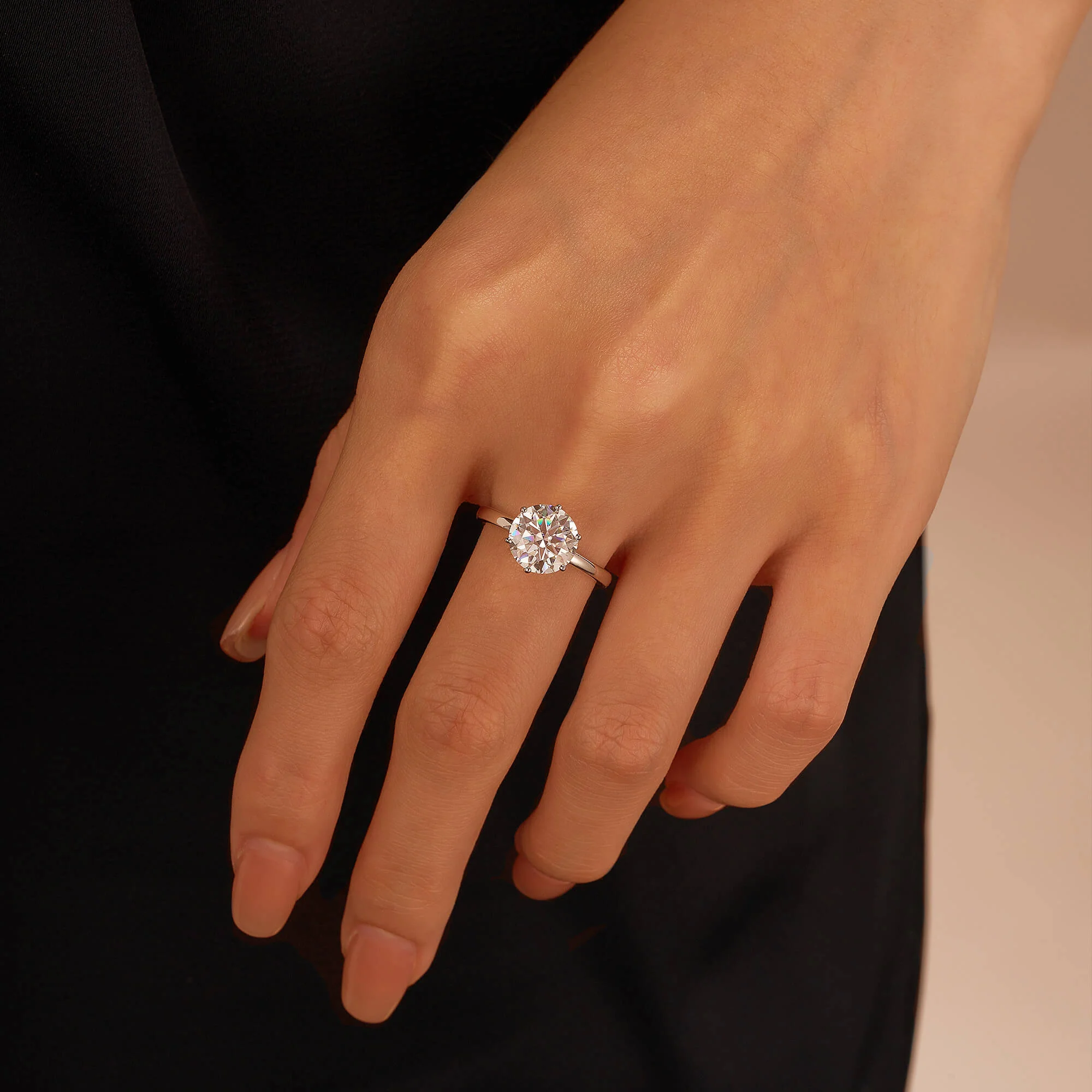 Round Moissanite Solitaire Engagement Ring - Image 12